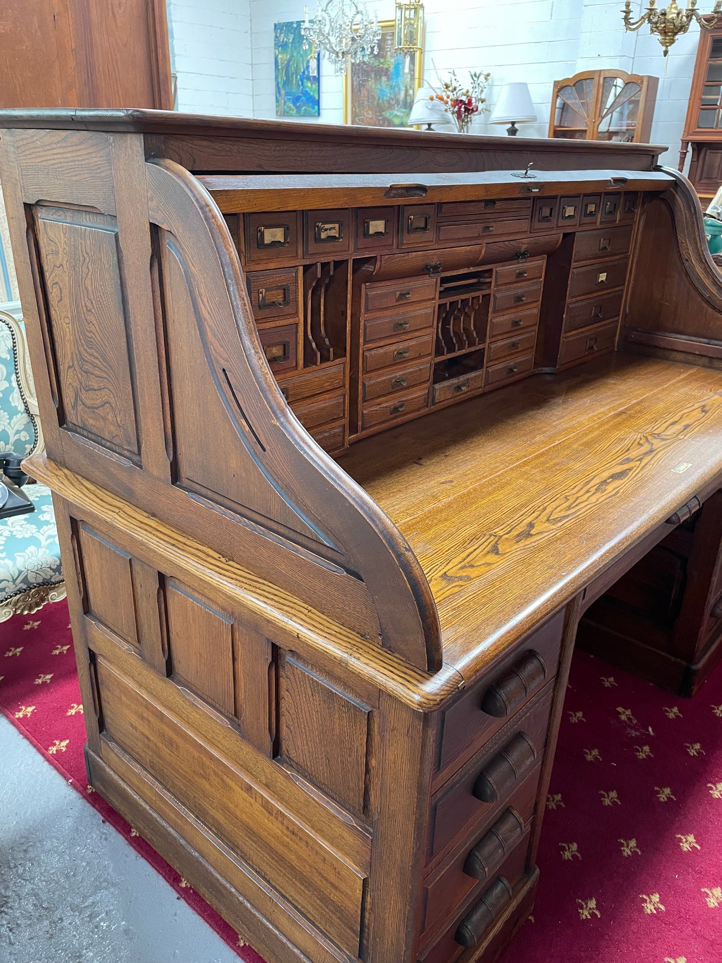 Fabulous Australian Oak Roll Top Desk