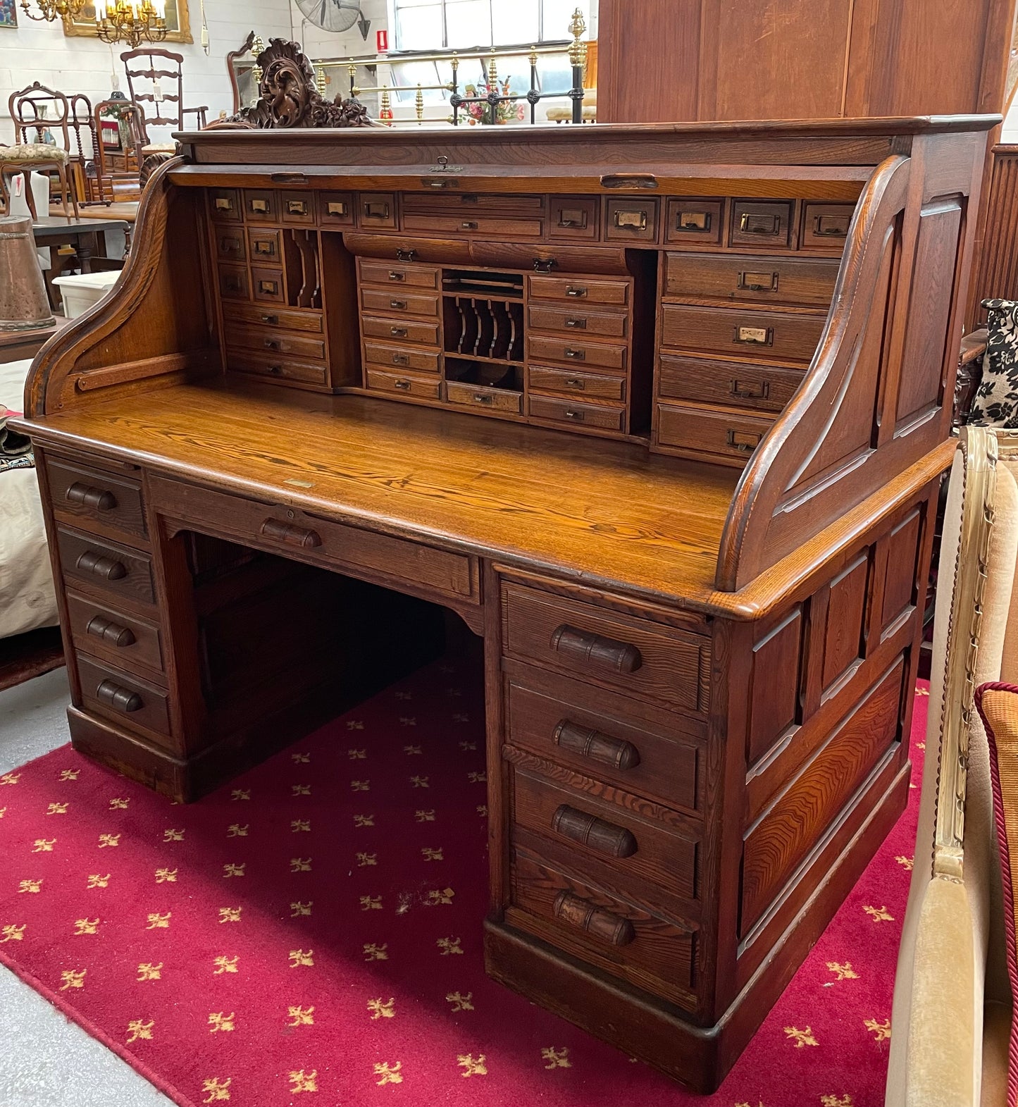 Fabulous Australian Oak Roll Top Desk