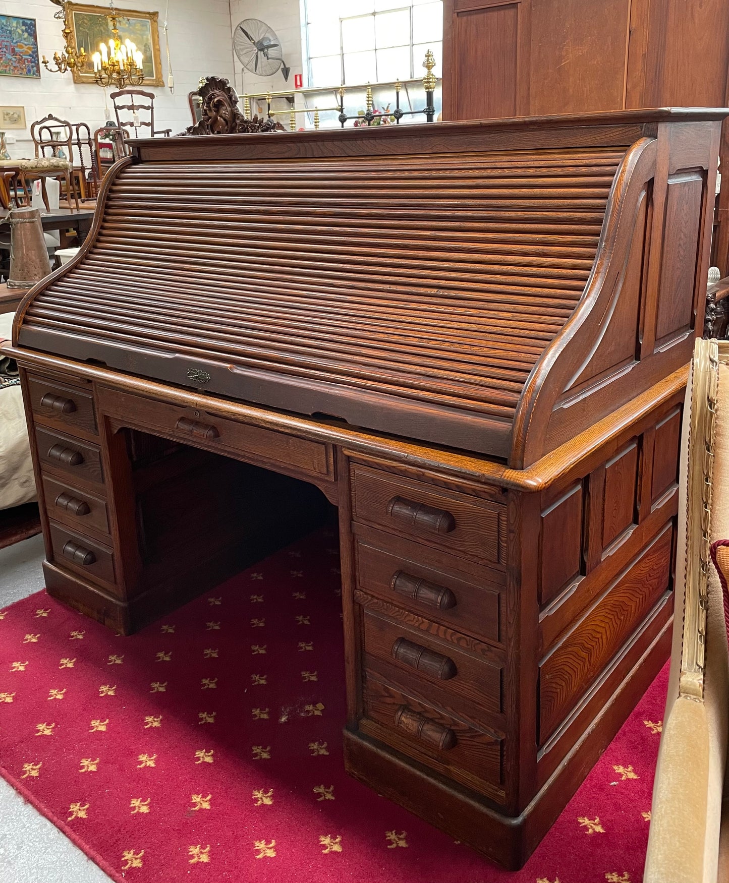 Fabulous Australian Oak Roll Top Desk
