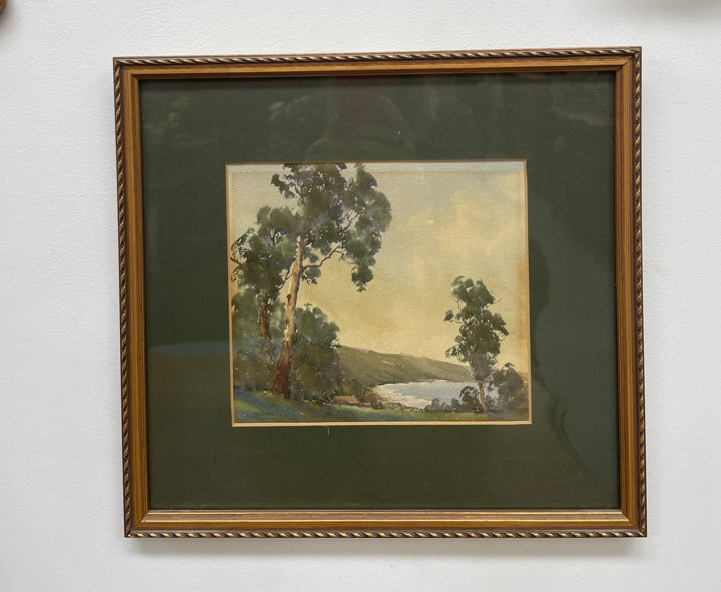 Framed Original Watercolor of Country Scene Singed by Artist