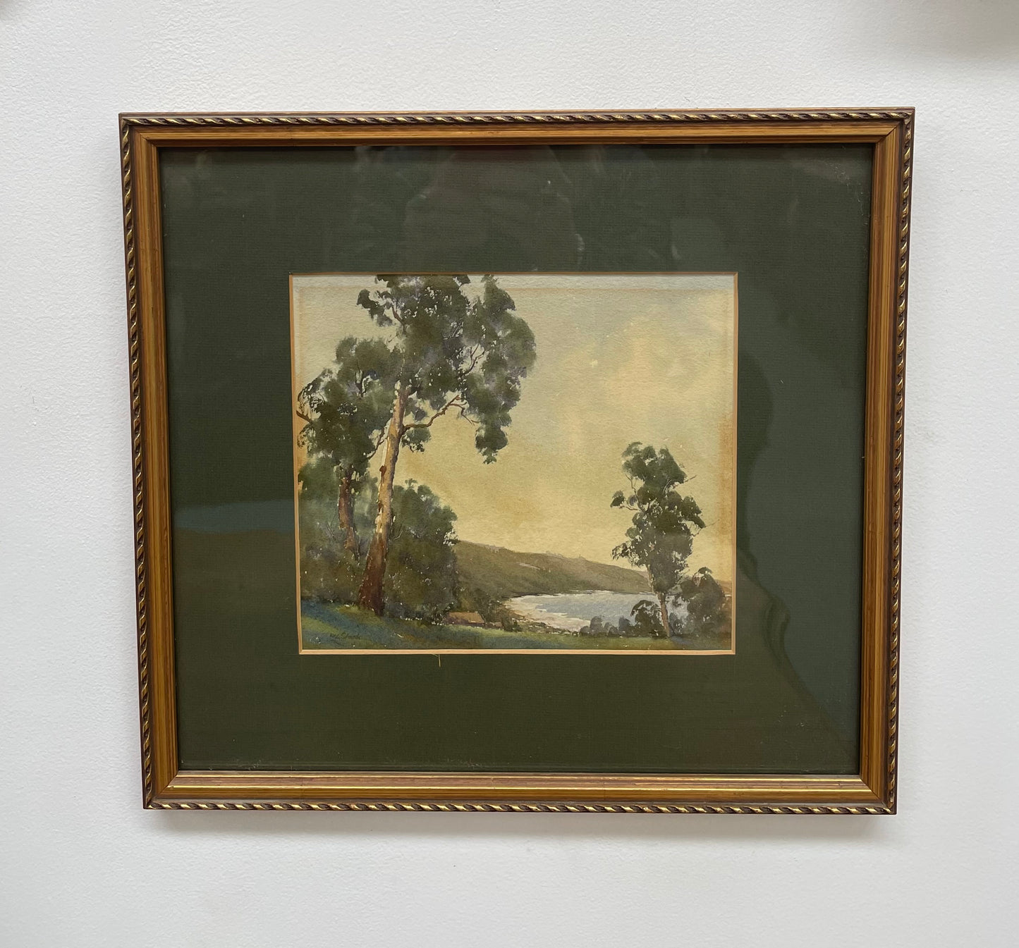 Framed Original Watercolor of Country Scene Singed by Artist
