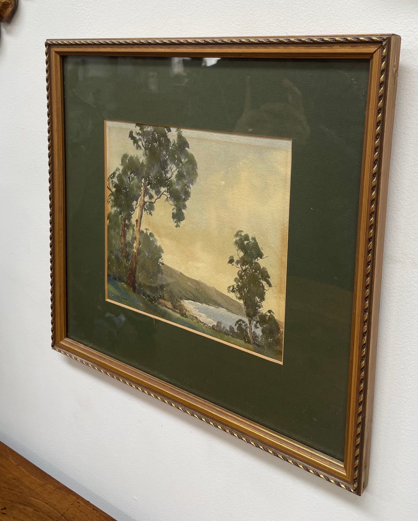Framed Original Watercolor of Country Scene Singed by Artist
