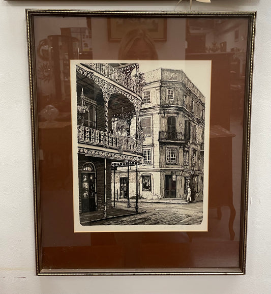 Beautiful framed Etching of Street Scene Numbered Signed & 111 of 150