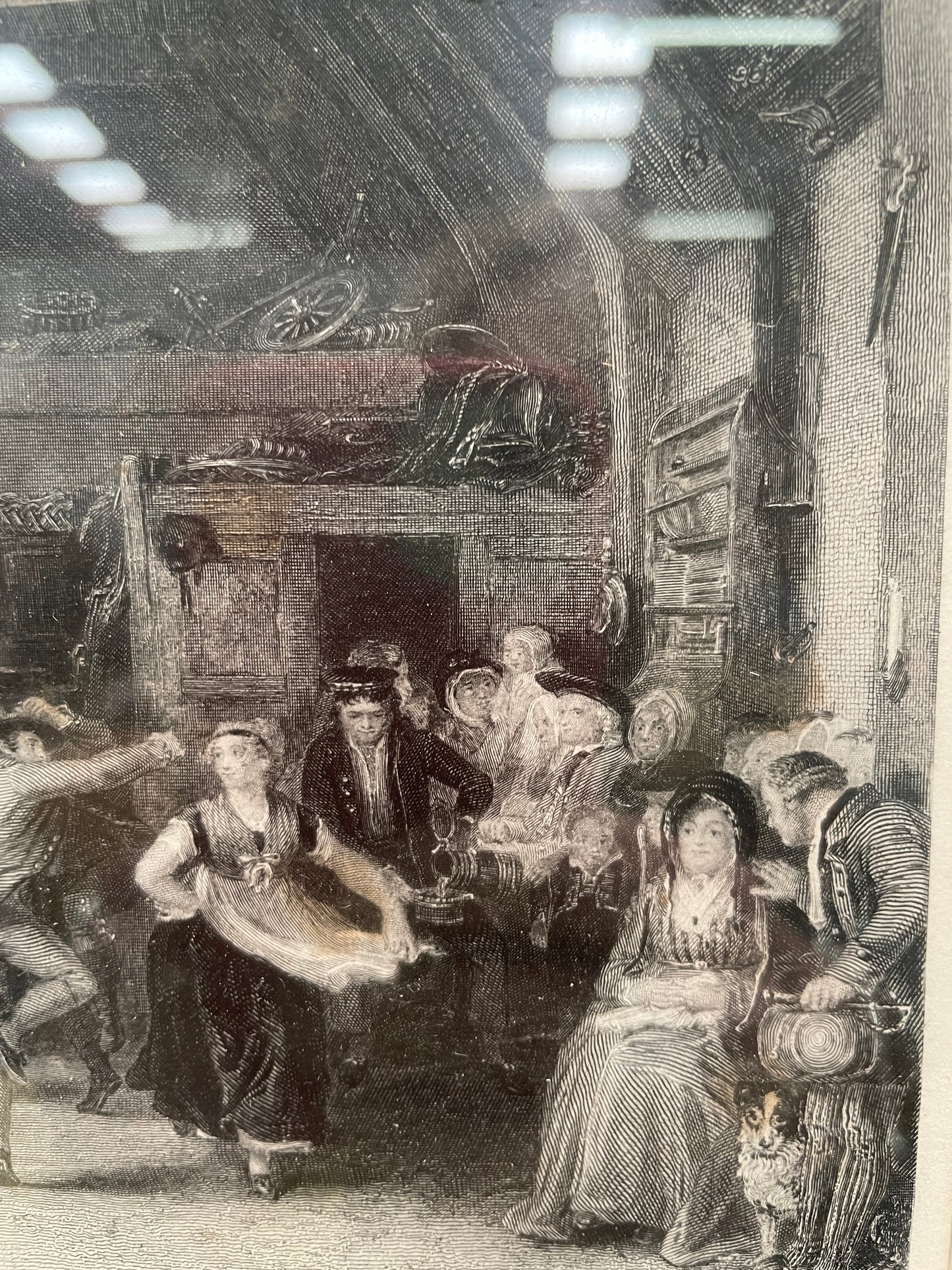 Antique Framed Engraving Titled "The Penny Wedding" Circa 1870's