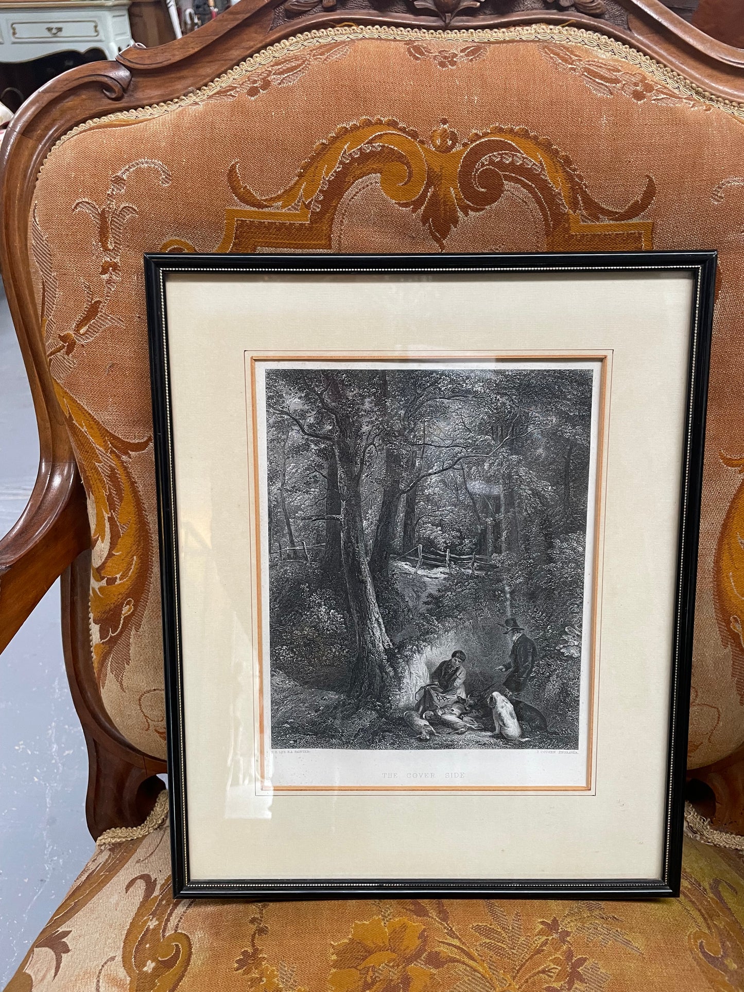 Framed Engraving Titled " The Cover Side"