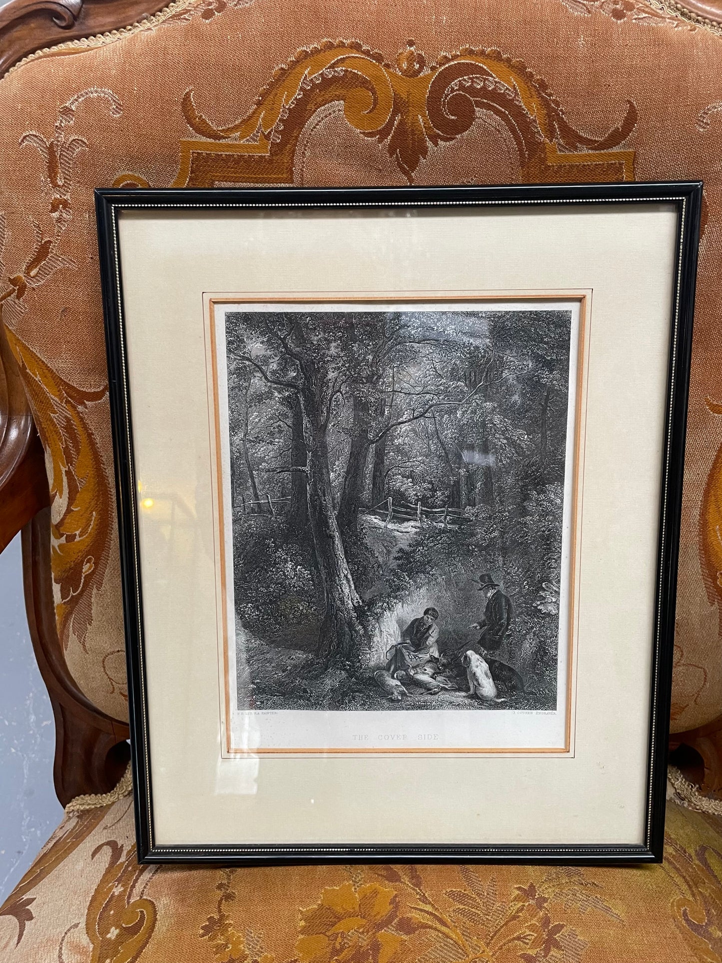 Framed Engraving Titled " The Cover Side"