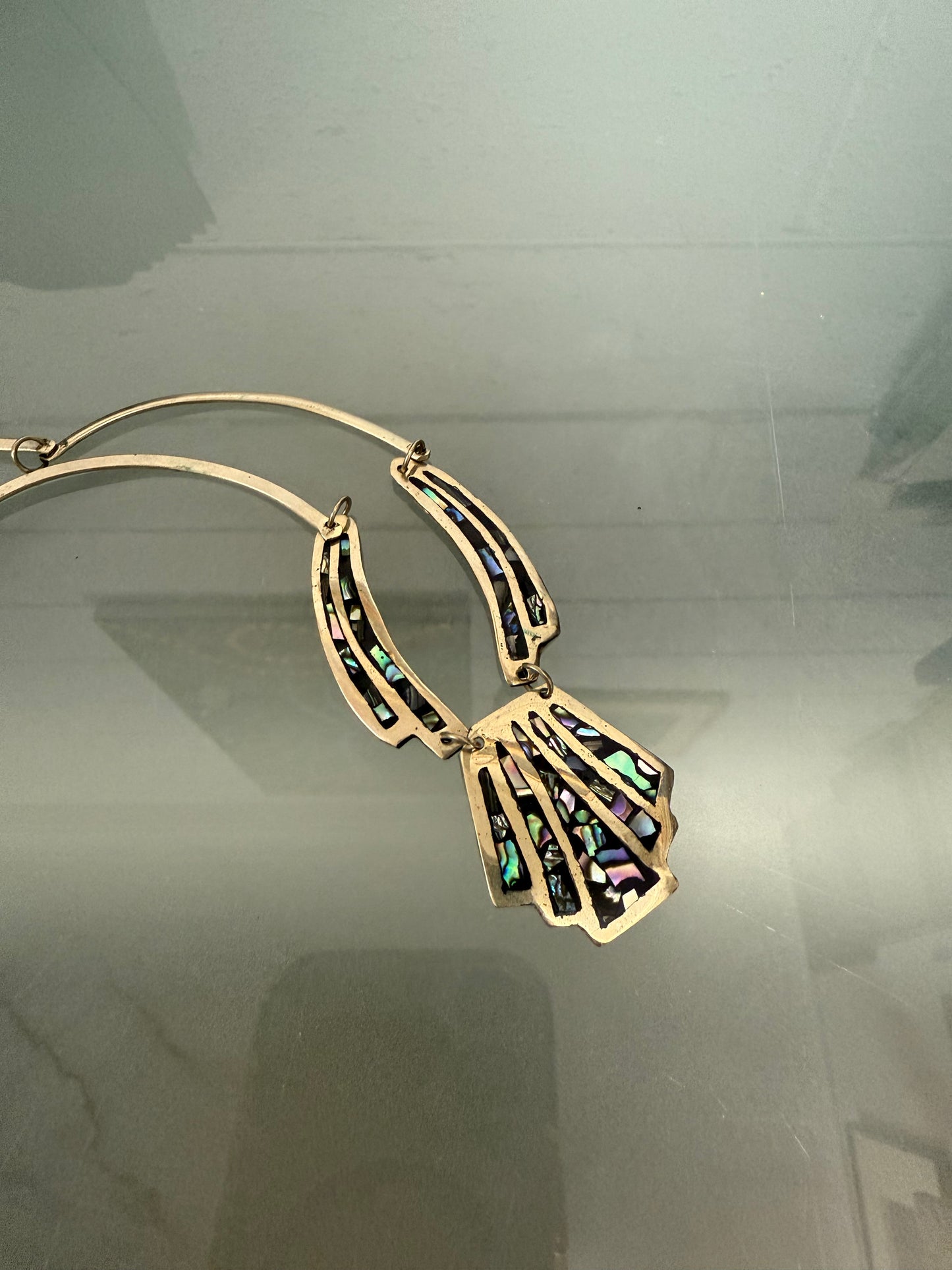 Vintage Mexican Choker Alpaca Silver & Abalone