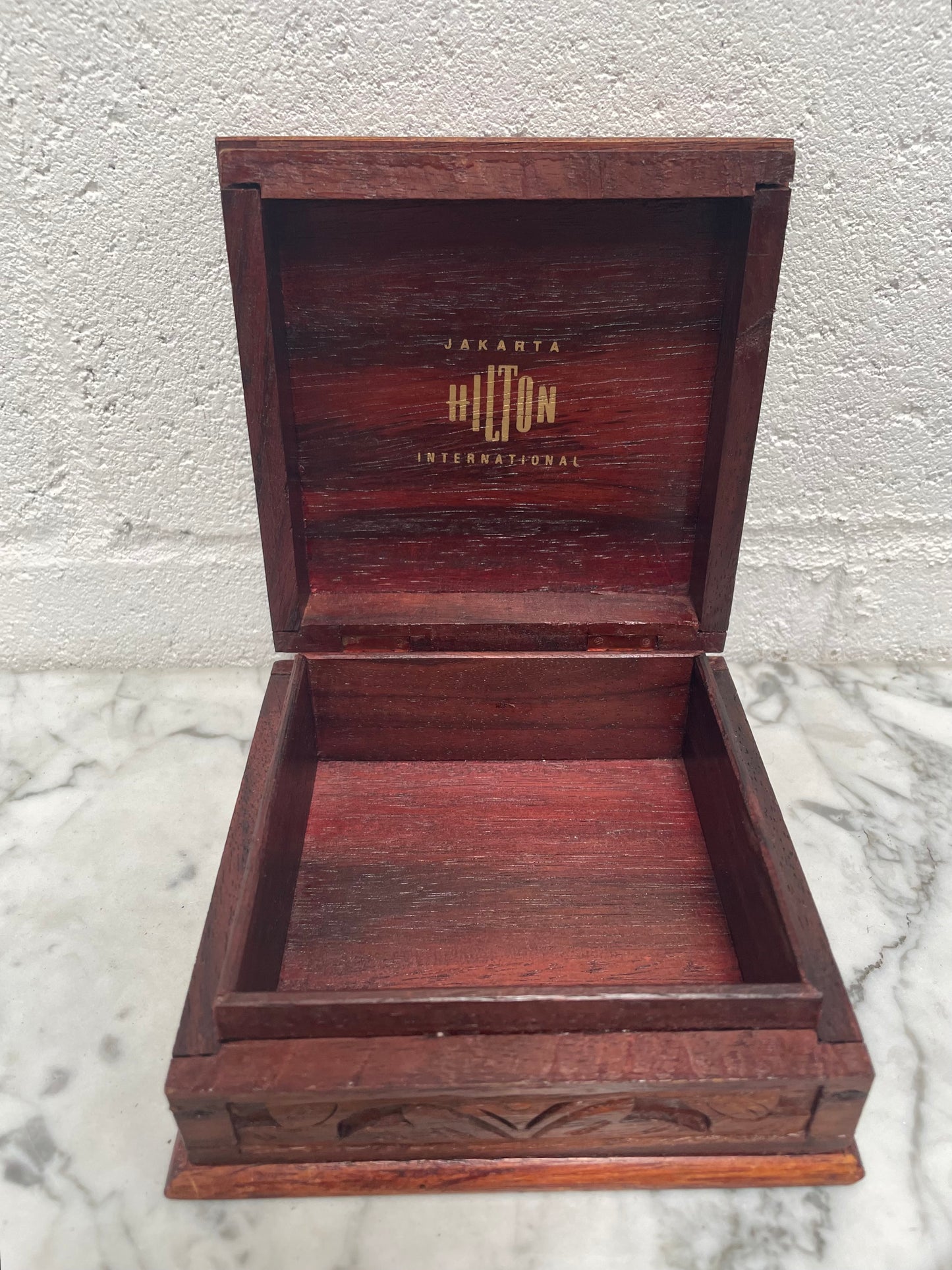Vintage Hand Carved Wooden Trinket Box