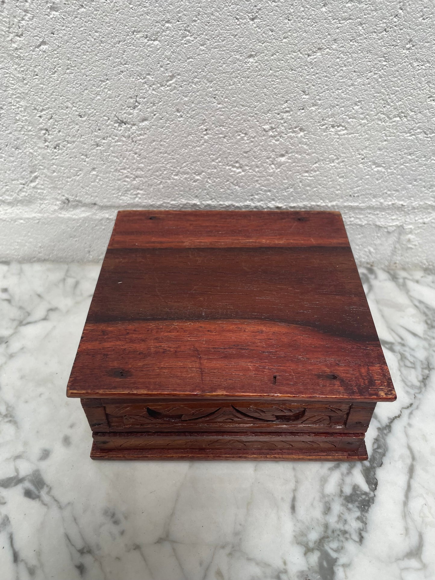 Vintage Hand Carved Wooden Trinket Box