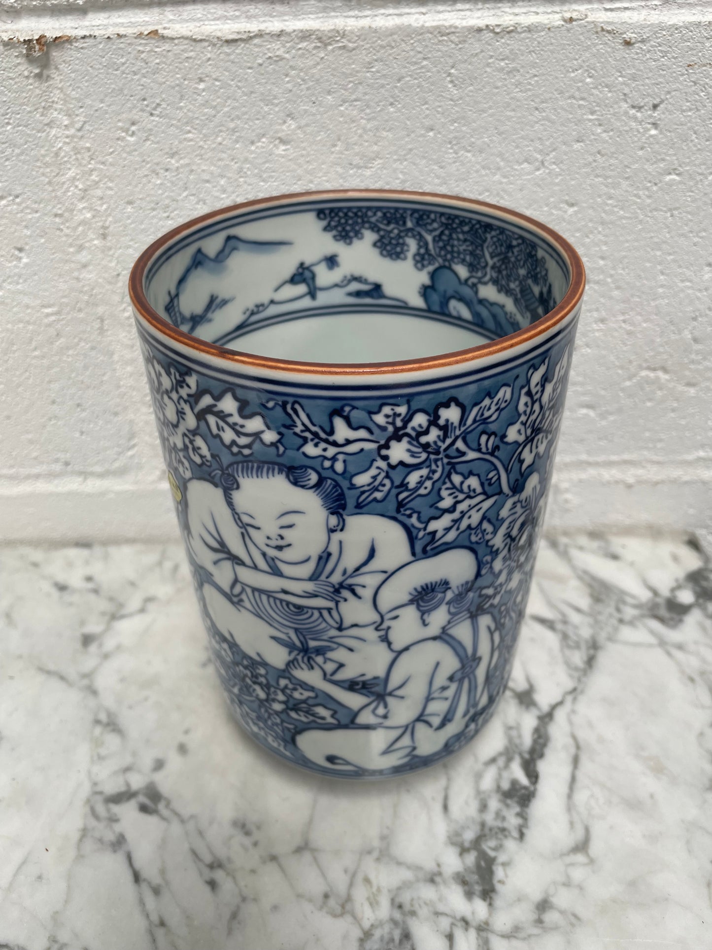 Kyoto Blue and White Pottery Vase