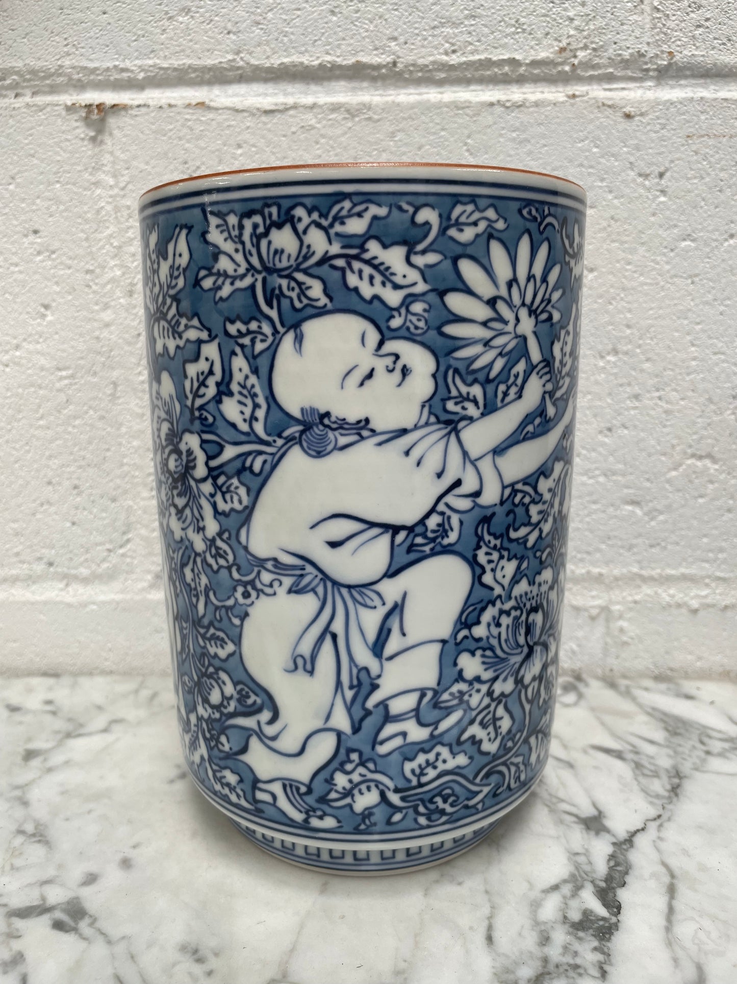 Kyoto Blue and White Pottery Vase