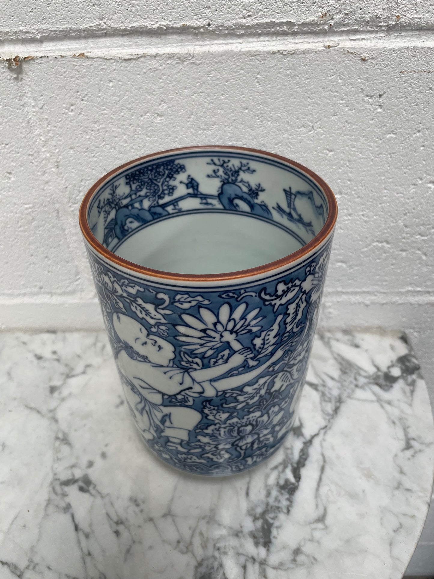 Kyoto Blue and White Pottery Vase