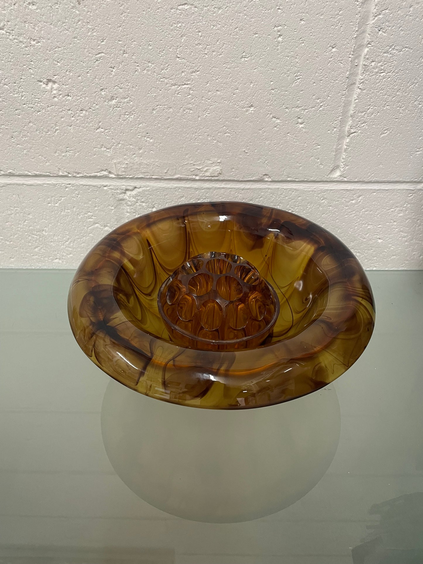 Art Deco Davidsons Smoke Glass Bowl & Insert