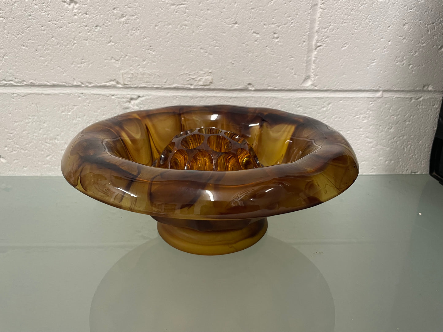 Art Deco Davidsons Smoke Glass Bowl & Insert