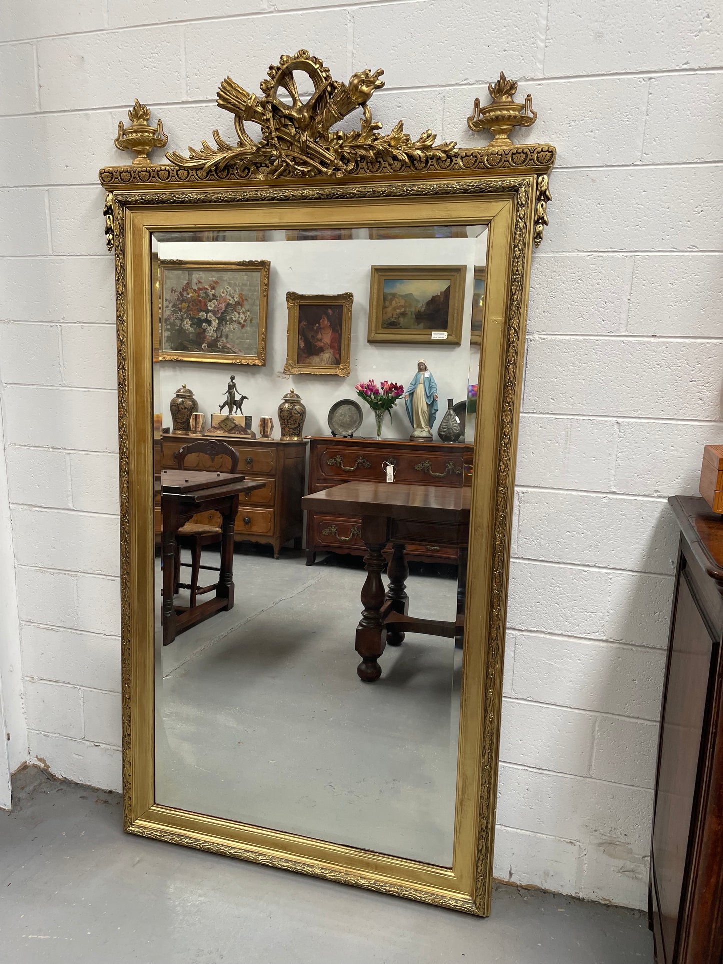 Louis 16th Style Giltwood Mantle / Floor Mirror