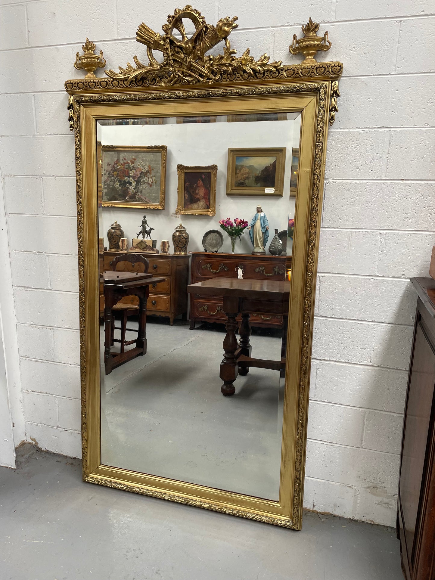 Louis 16th Style Giltwood Mantle / Floor Mirror