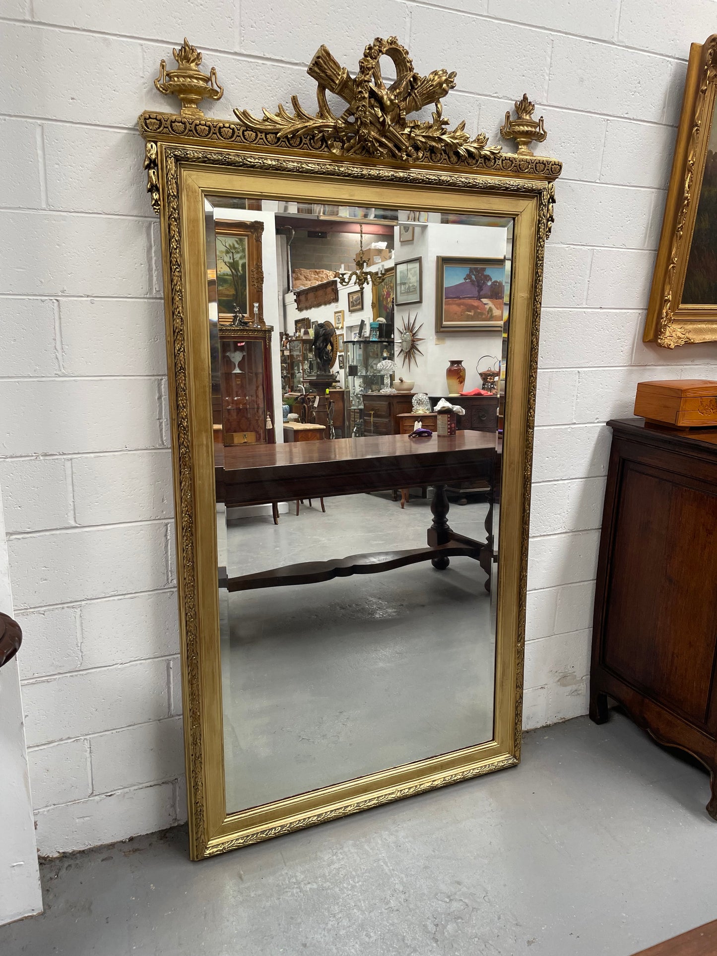 Louis 16th Style Giltwood Mantle / Floor Mirror
