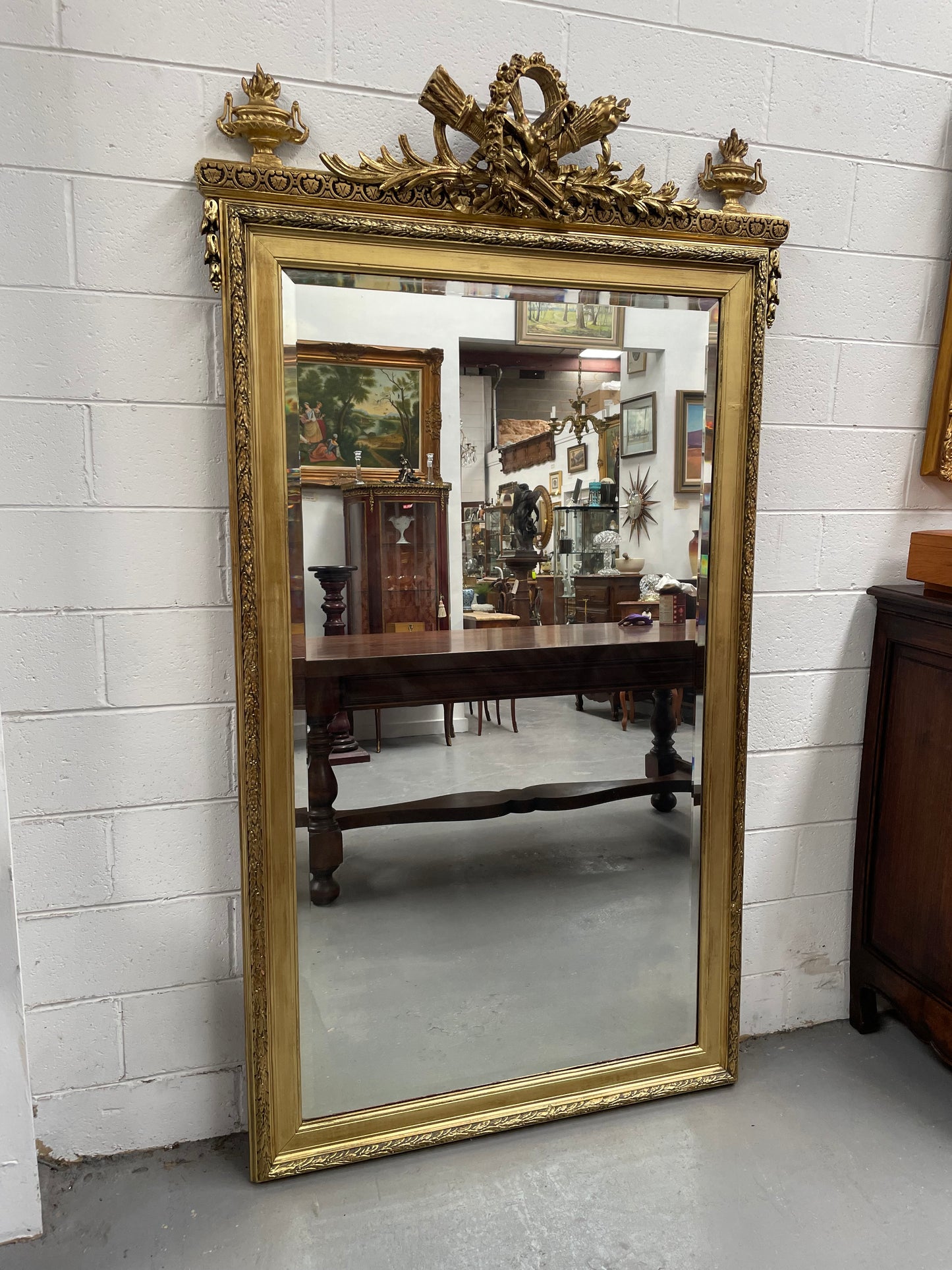 Louis 16th Style Giltwood Mantle / Floor Mirror