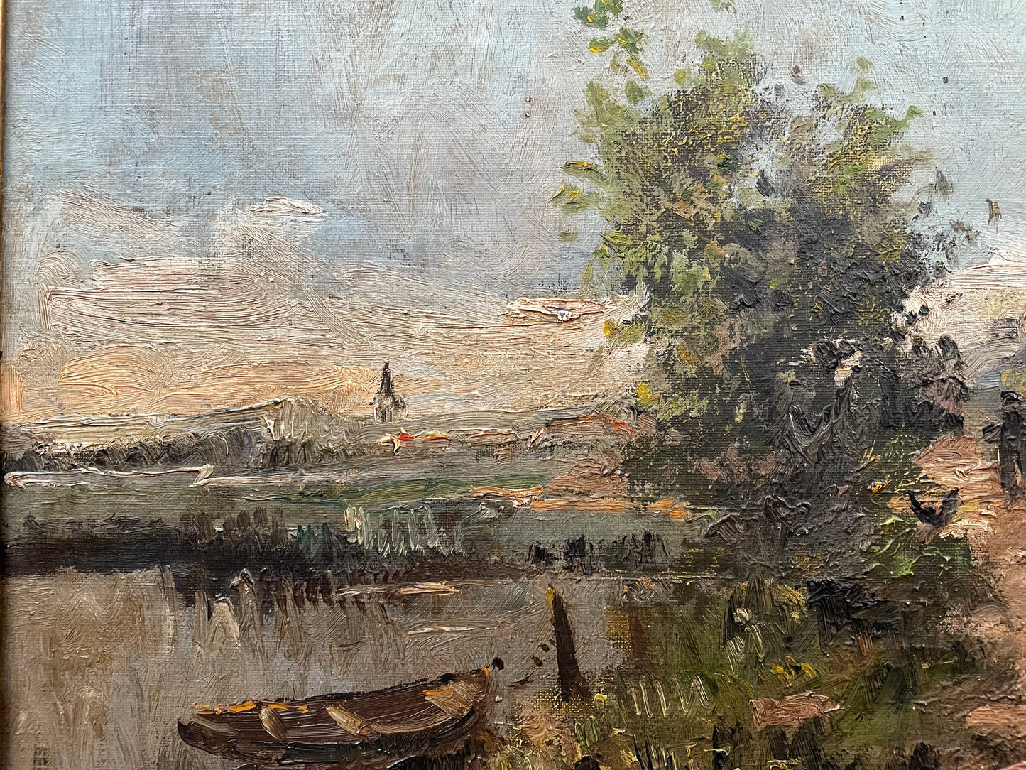 Fabulous Dutch oil painting landscape with windmill in a beautiful decorative ornate frame. It has been sourced from France and is in good original detailed condition.