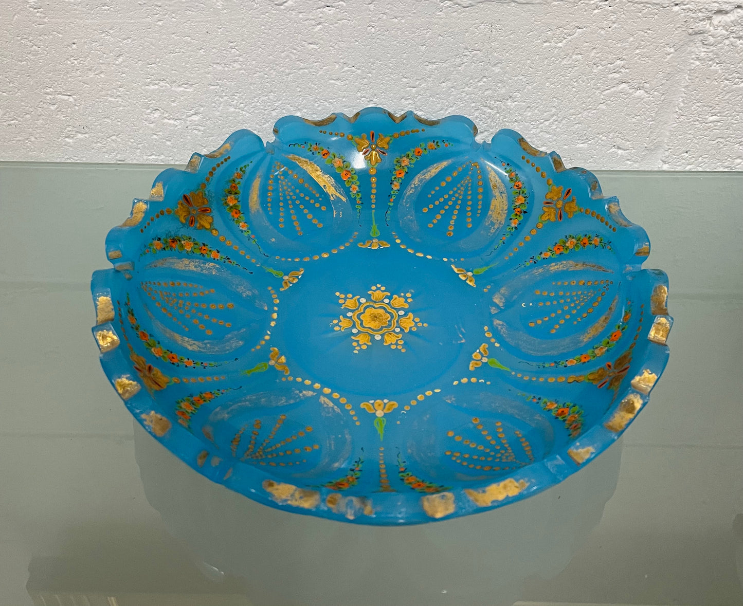Victorian Hand Gilded & Beveled Opaline Glass