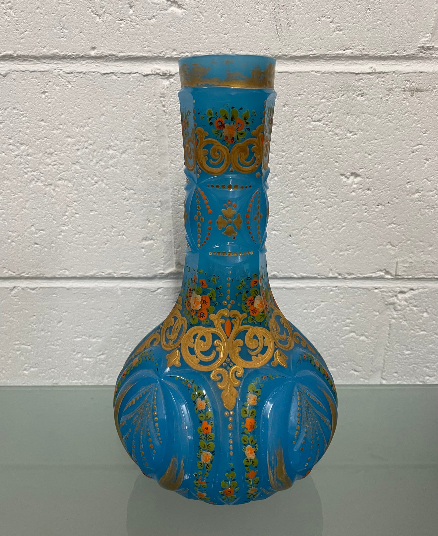Victorian Hand Gilded & Beveled Opaline Glass