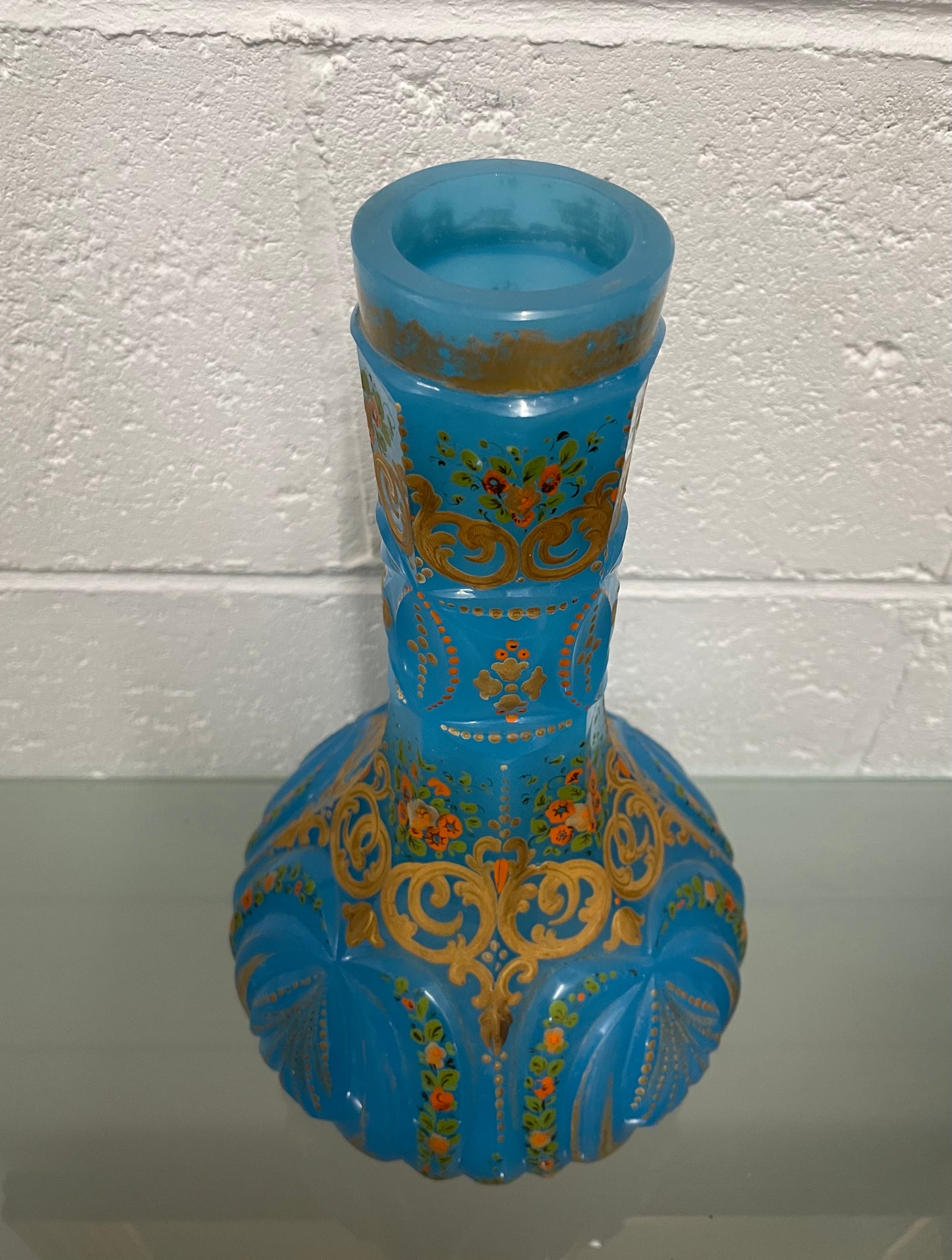 Victorian Hand Gilded & Beveled Opaline Glass