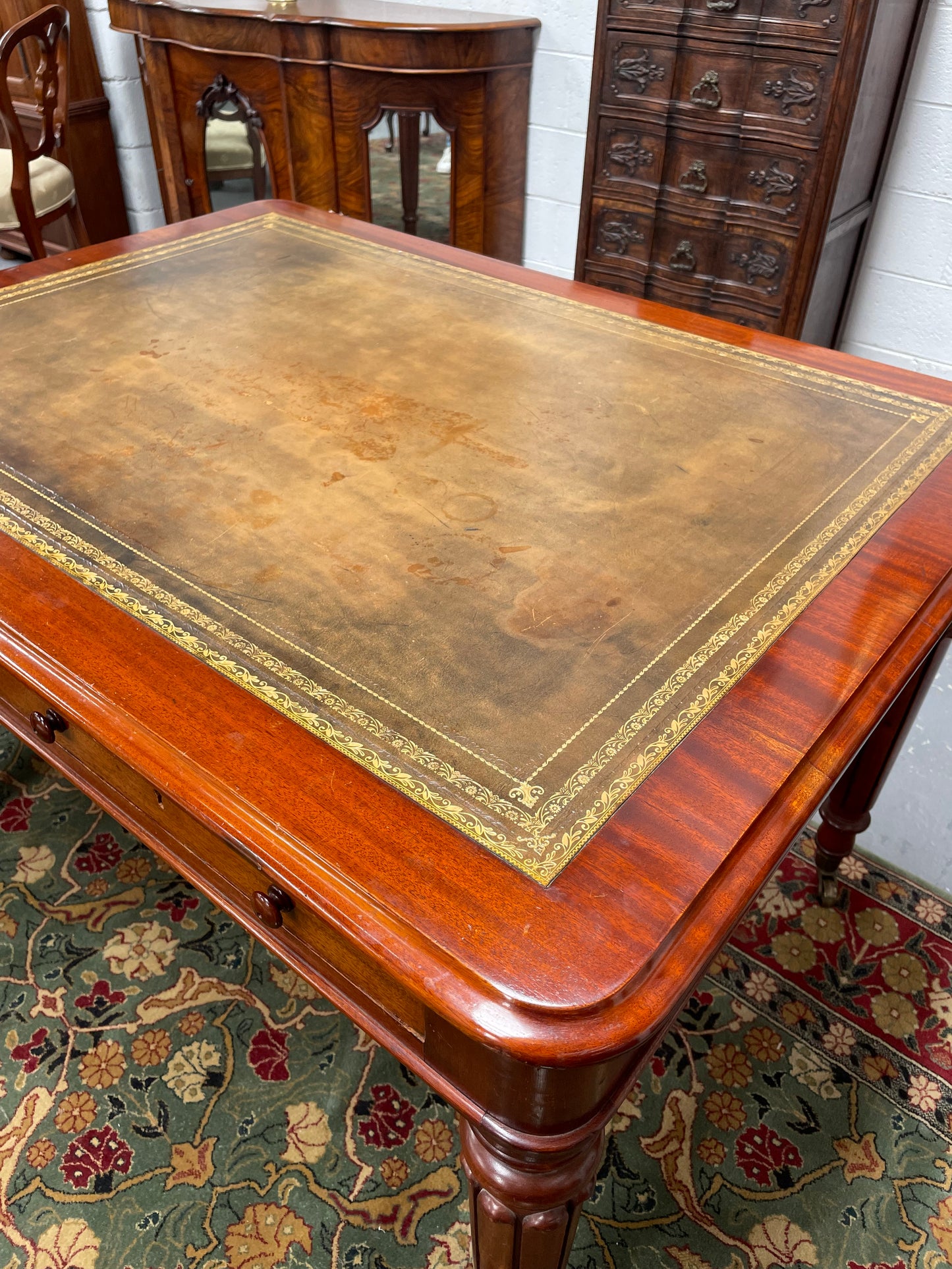 Victorian Mahogany Faux Partner Desk