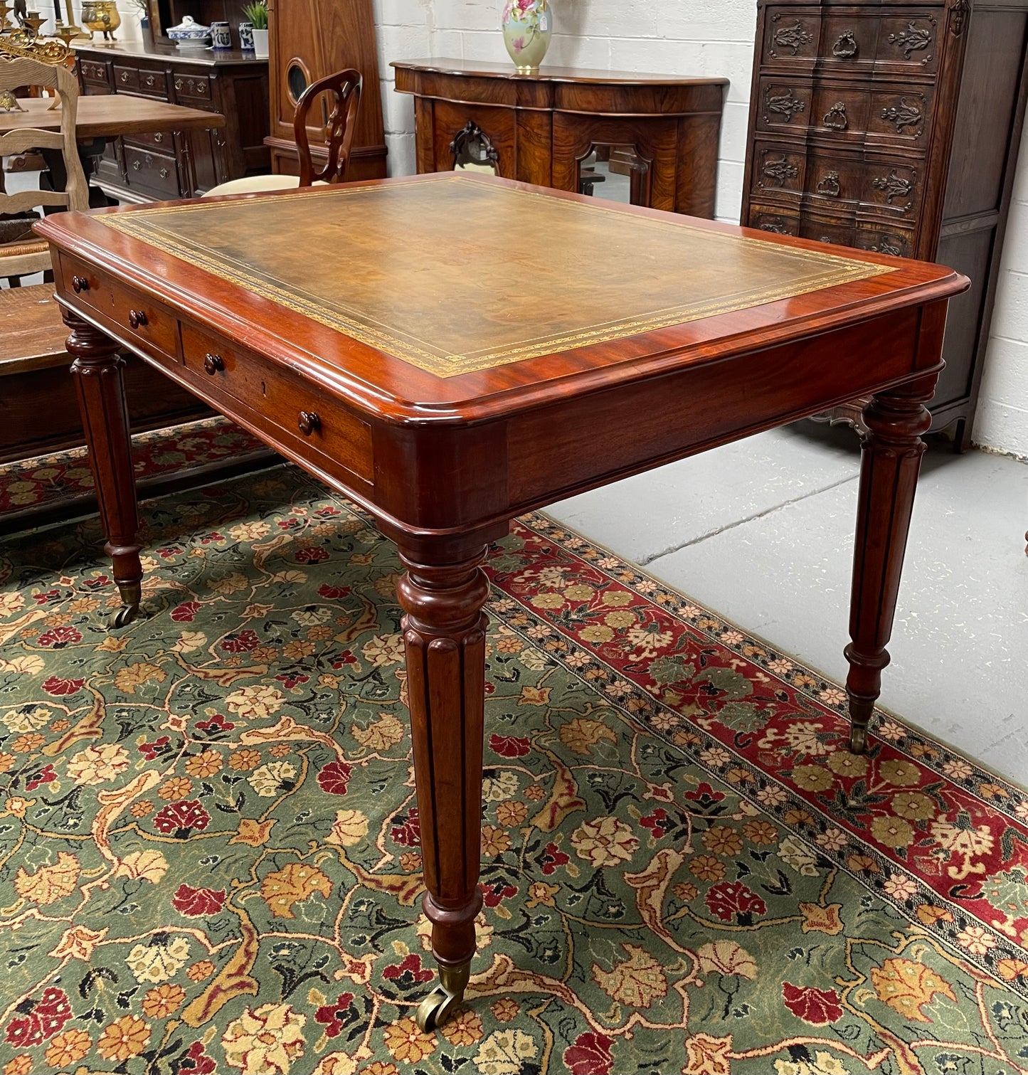 Victorian Mahogany Faux Partner Desk