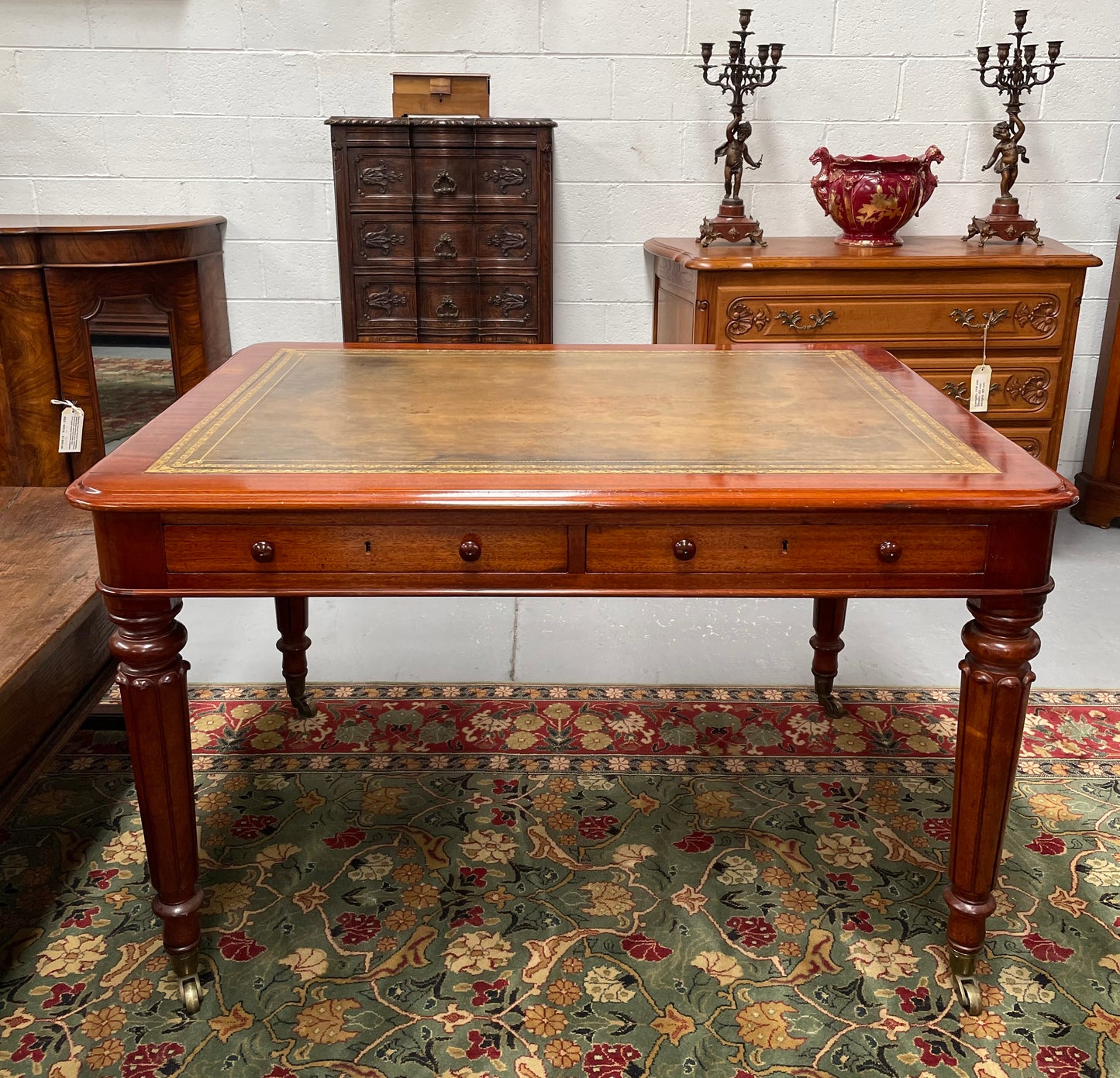 Victorian Mahogany Faux Partner Desk