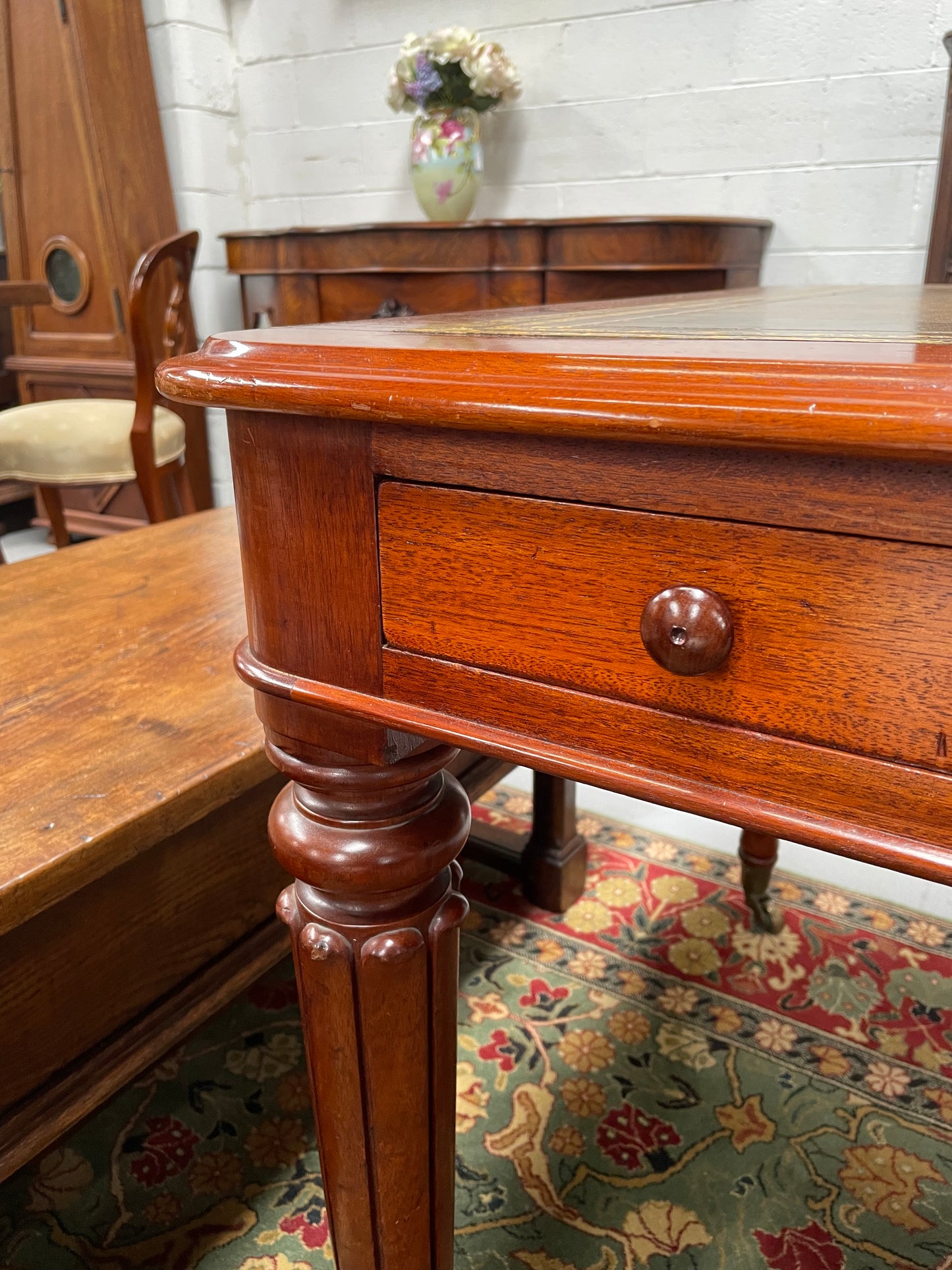 Victorian Mahogany Faux Partner Desk