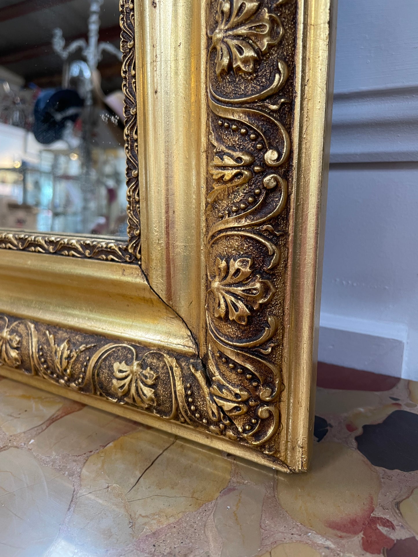 Compact Late 19th Century French Gilt Framed Wall Mirror Featuring Carved Birds