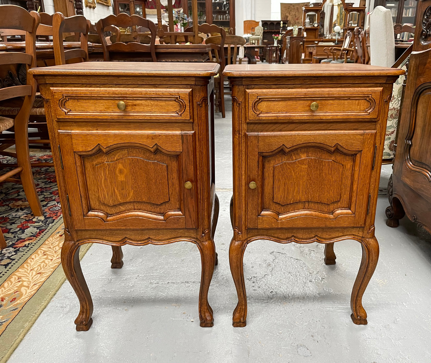 Lovely French Provincial Oak Bedside Cabinets
