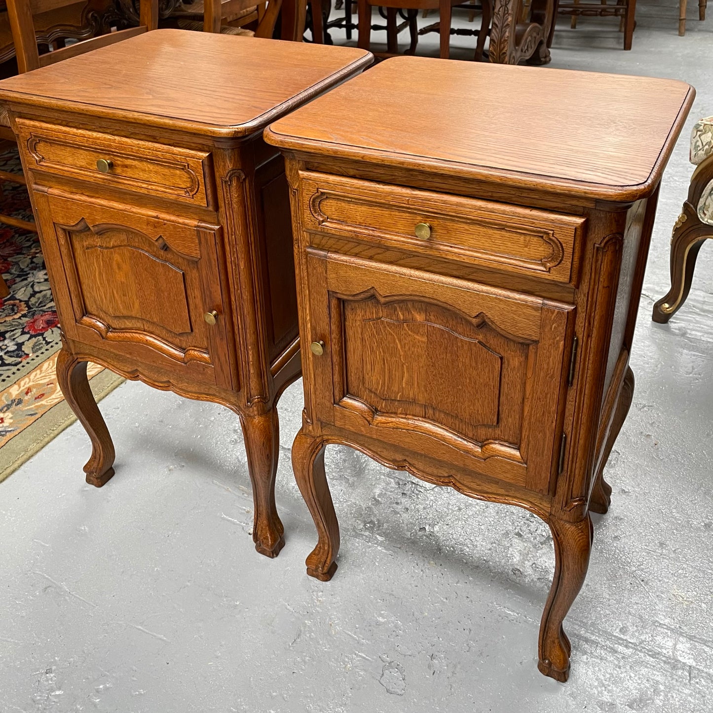 Lovely French Provincial Oak Bedside Cabinets