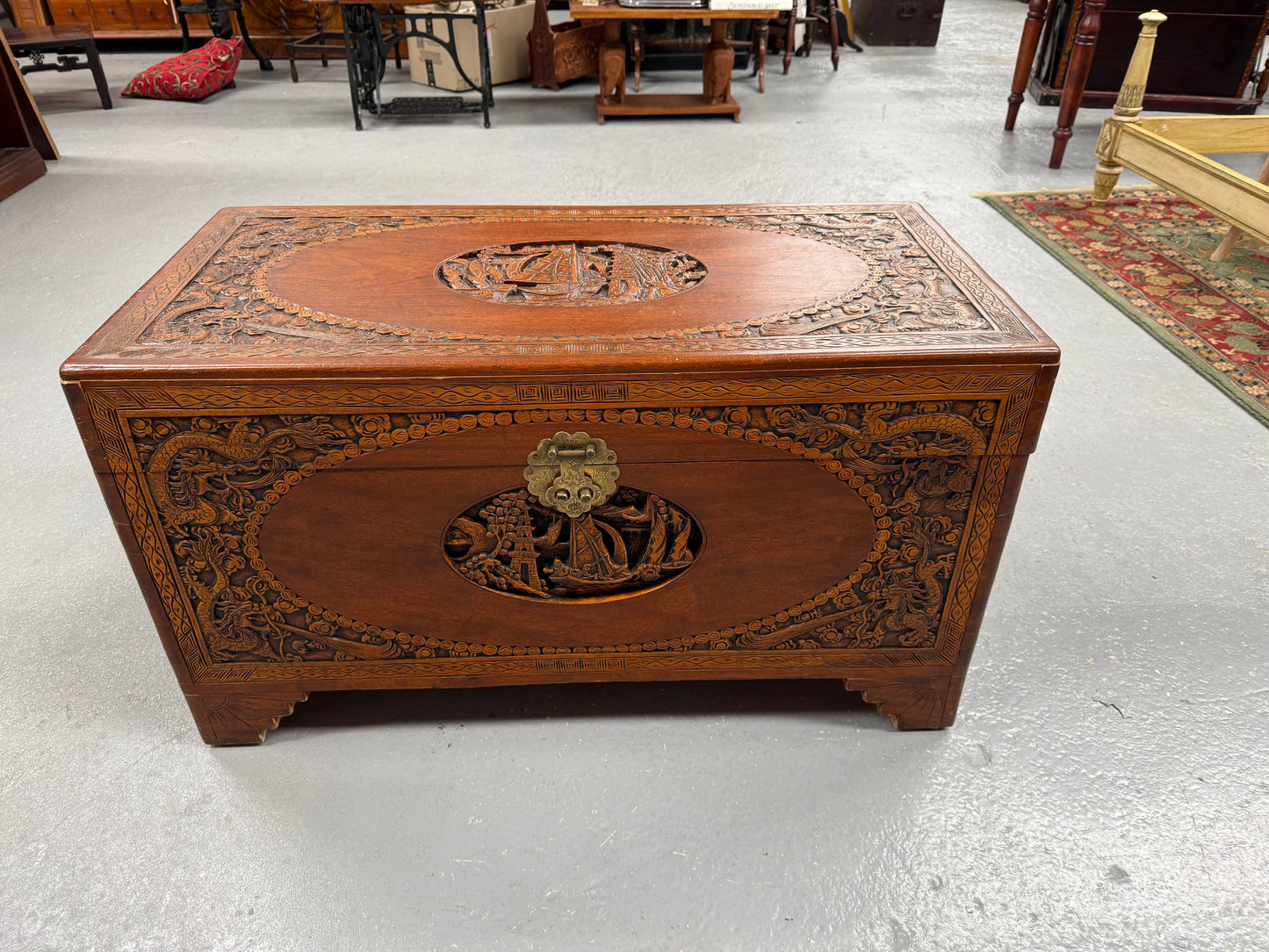 Vintage Carved Camphorwood Chest Circ: 1930's