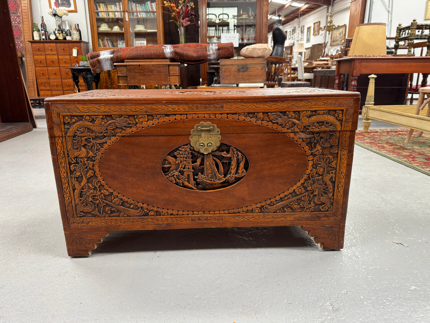 Vintage Carved Camphorwood Chest Circ: 1930's