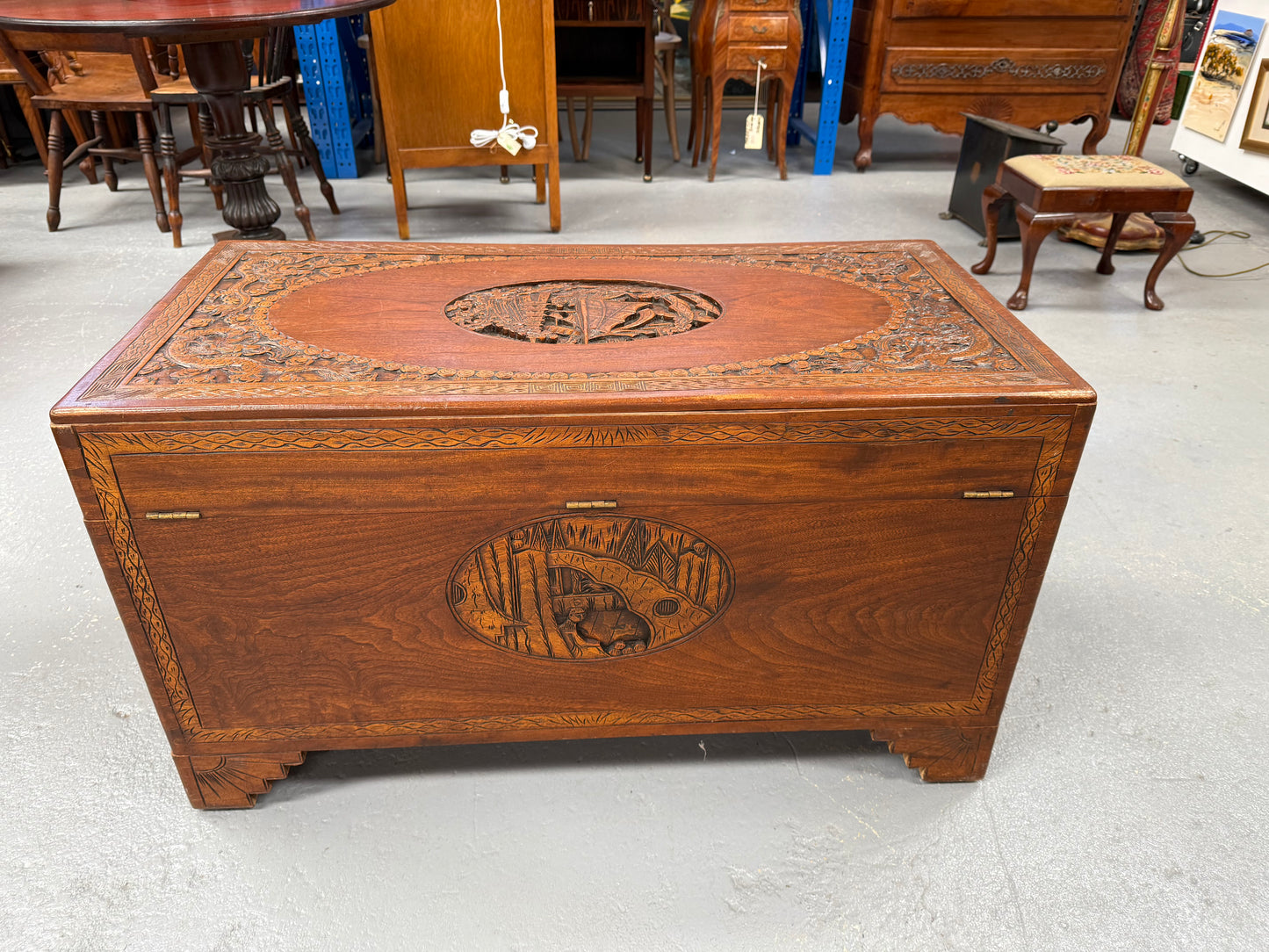Vintage Carved Camphorwood Chest Circ: 1930's