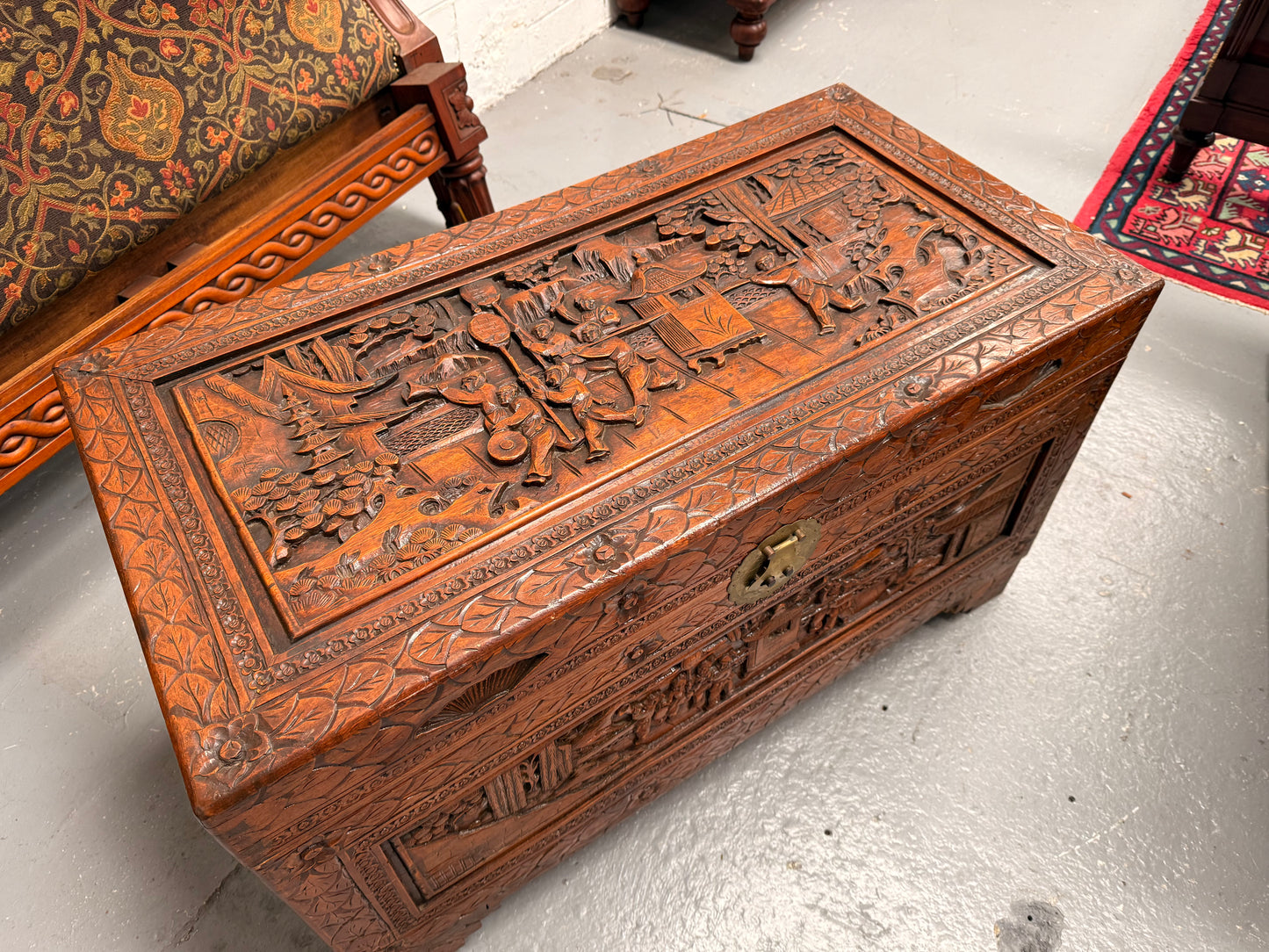 Vintage Carved Camphorwood Chest Circ: 1930's