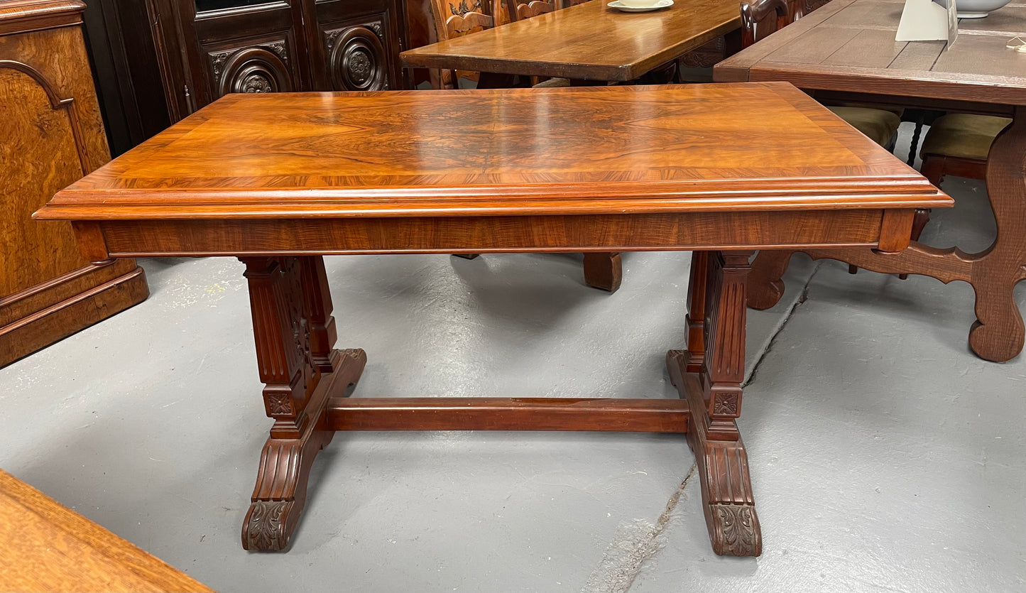 Victorian Walnut & Figured Walnut Side Table/Sofa Table