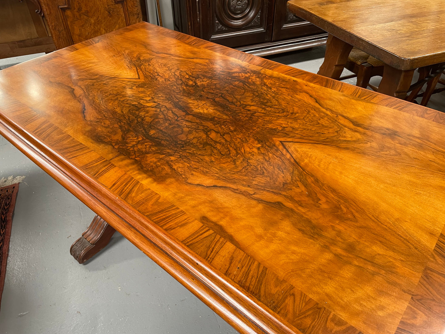 Victorian Walnut & Figured Walnut Side Table/Sofa Table