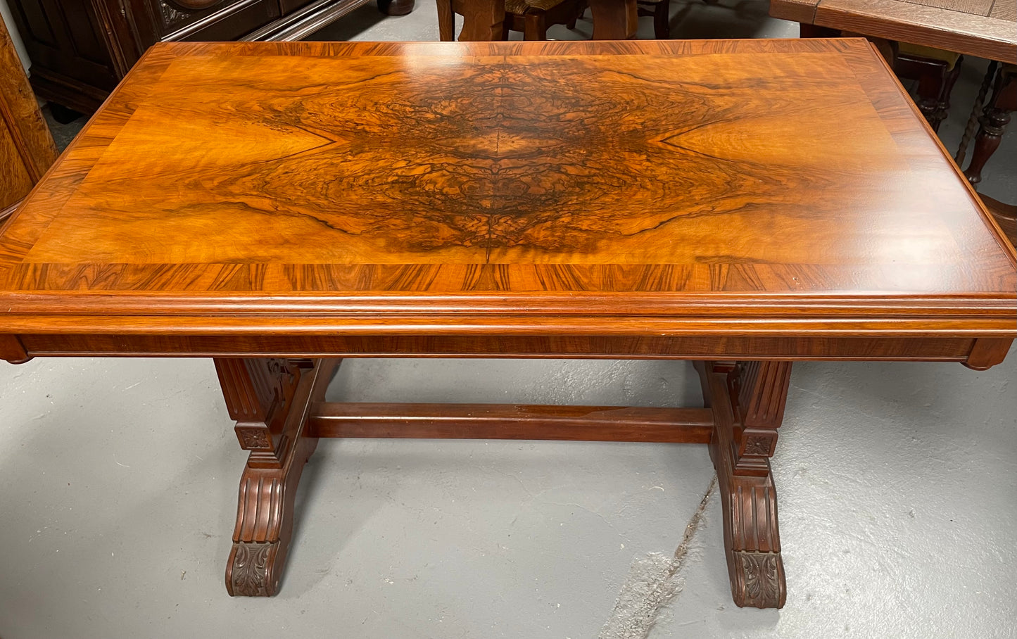 Victorian Walnut & Figured Walnut Side Table/Sofa Table