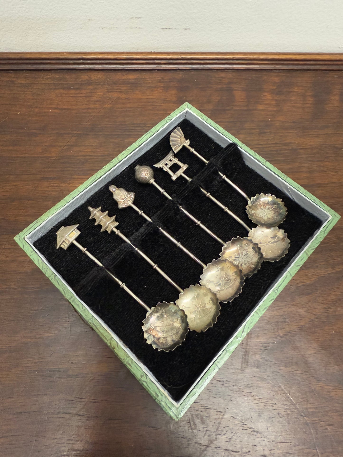 Vintage Set of 6 Japanese Silver Novelty Spoons