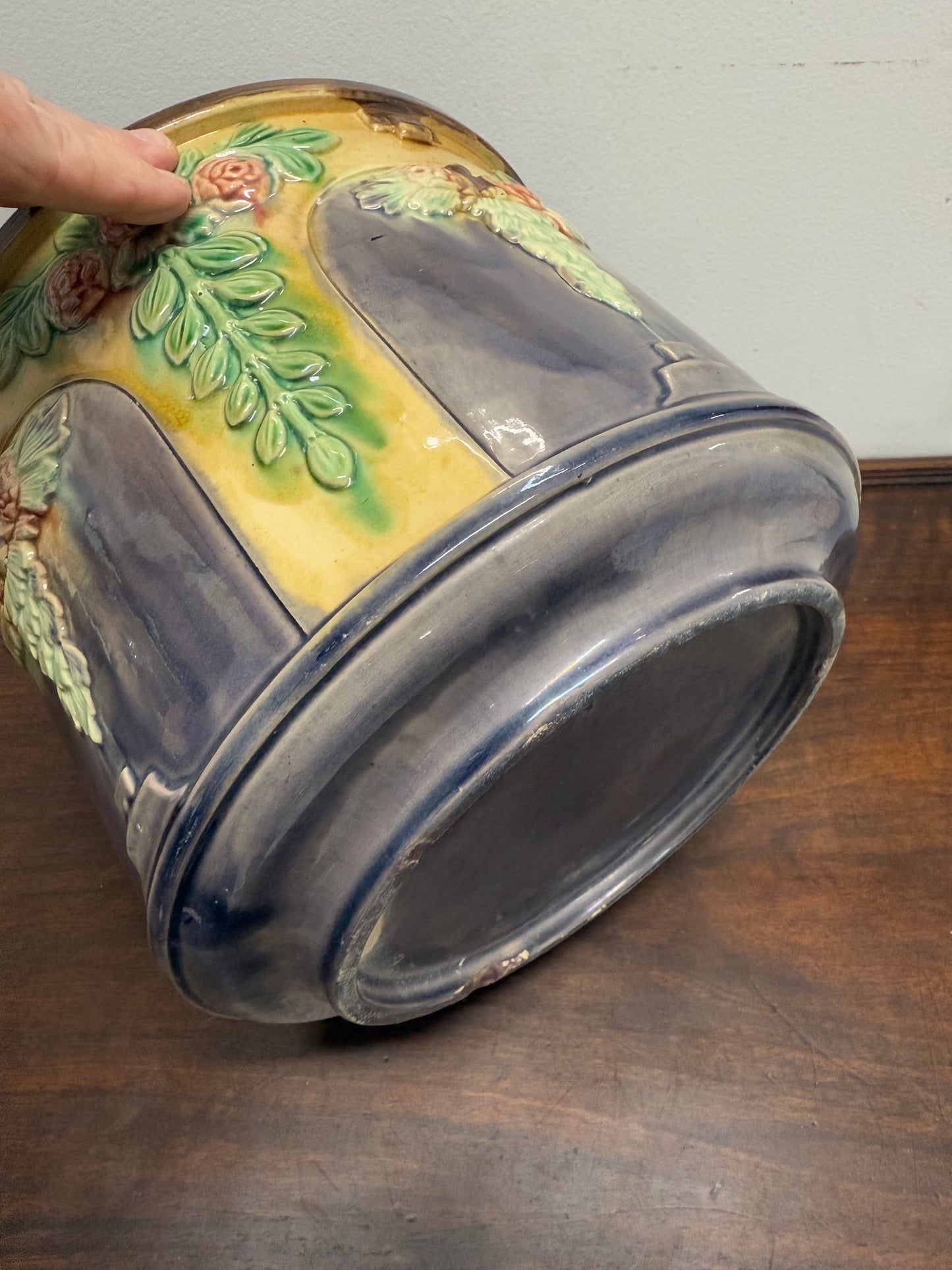 Antique Art Nouveau Style Majolica Jardiniere/Planter