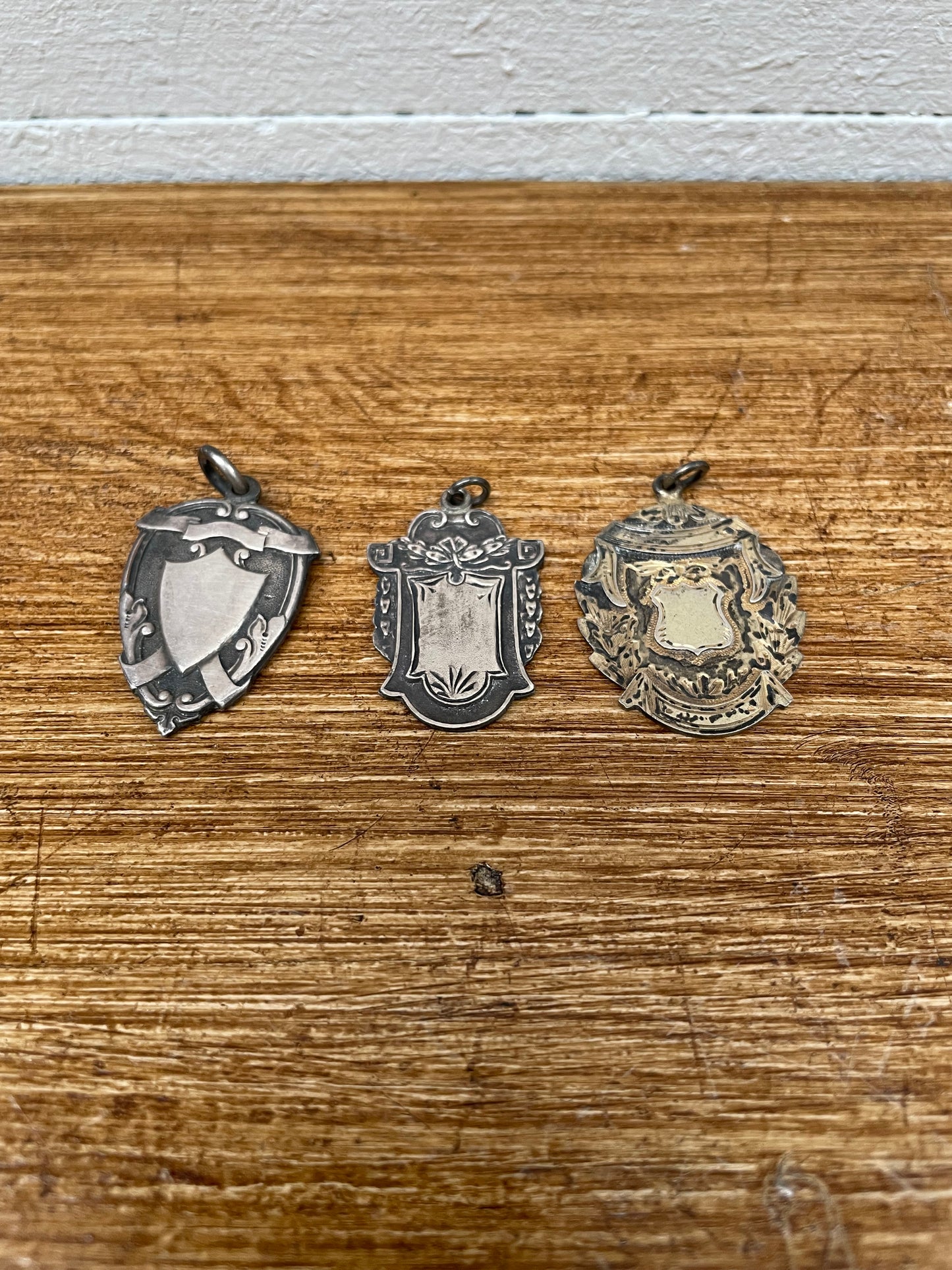 Antique Silver Shield Pendants