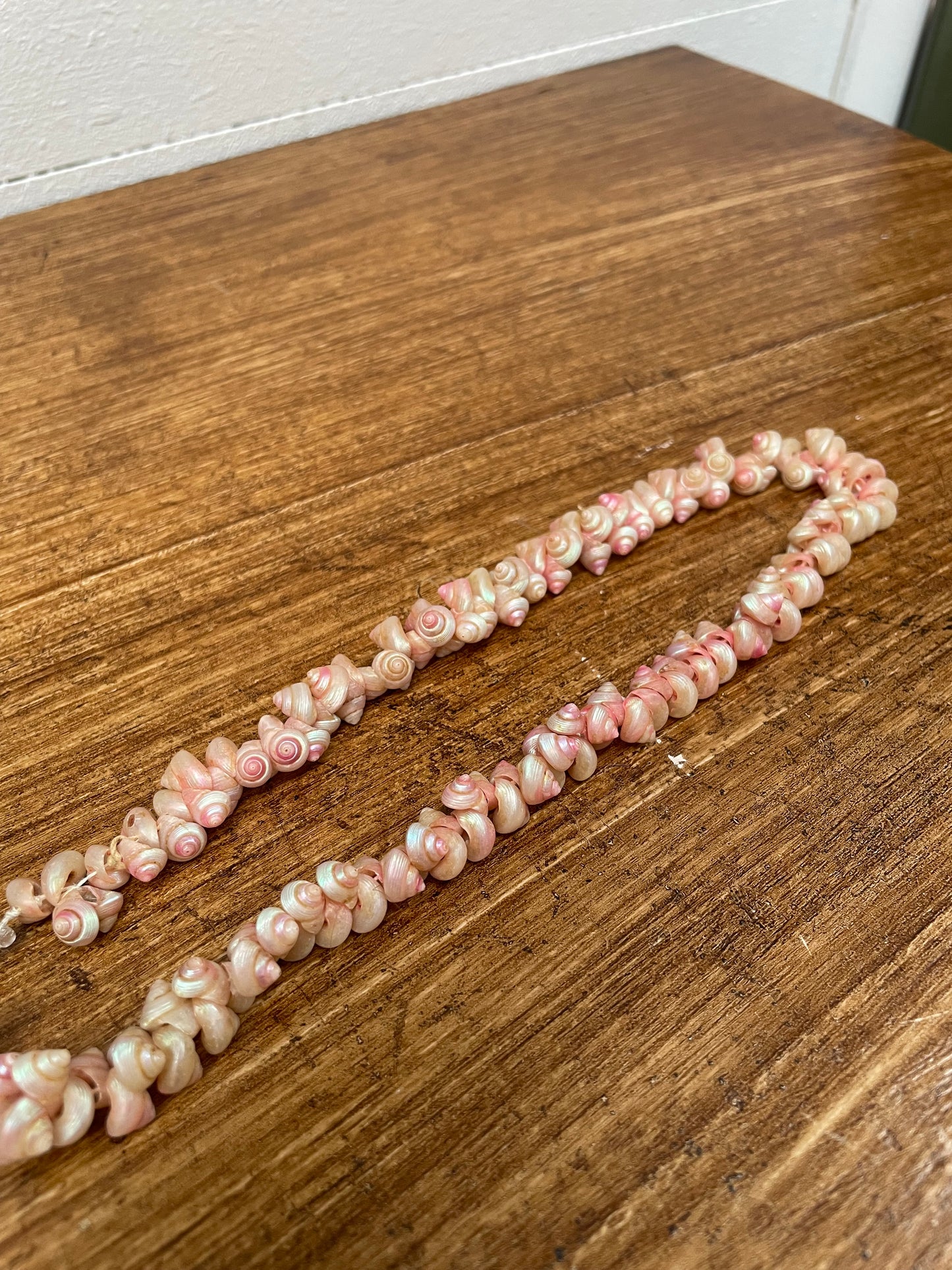 Antique Tasmanian Trochus Iridescent Pink Shell Necklace