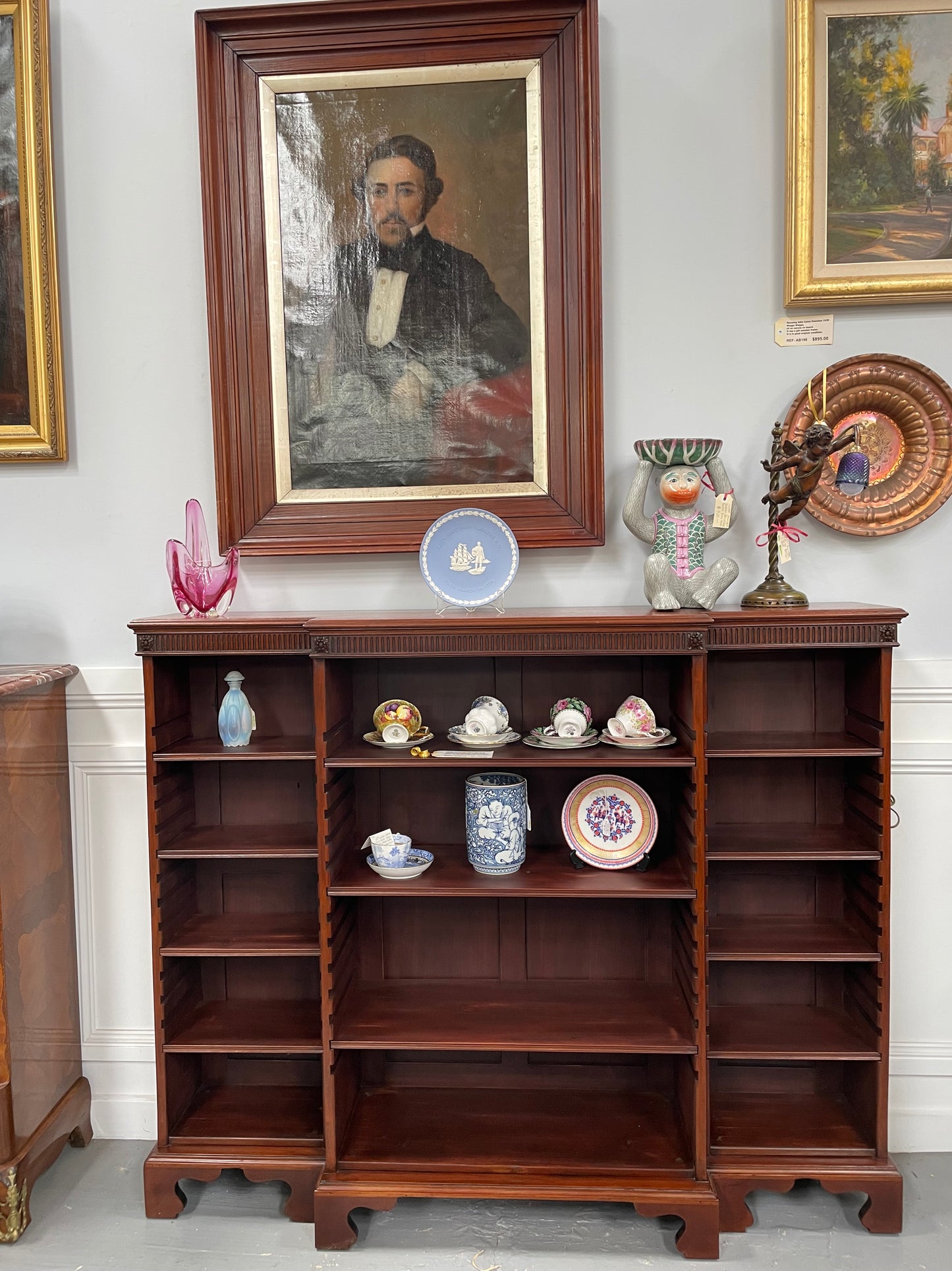 Early Victorian Open Faced 3 Sectional Bookcase