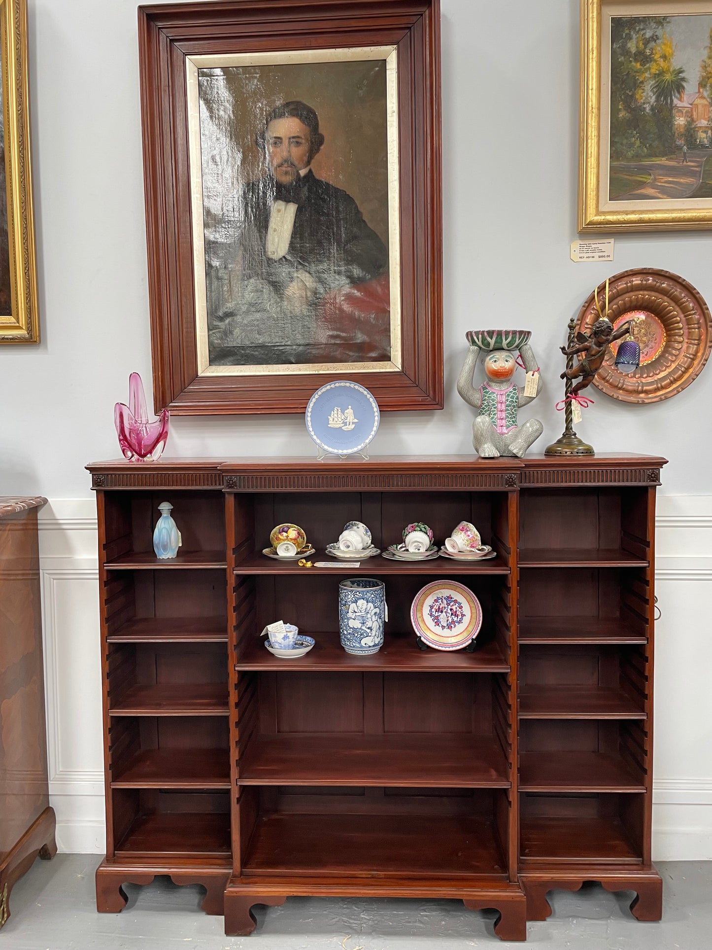 Early Victorian Open Faced 3 Sectional Bookcase