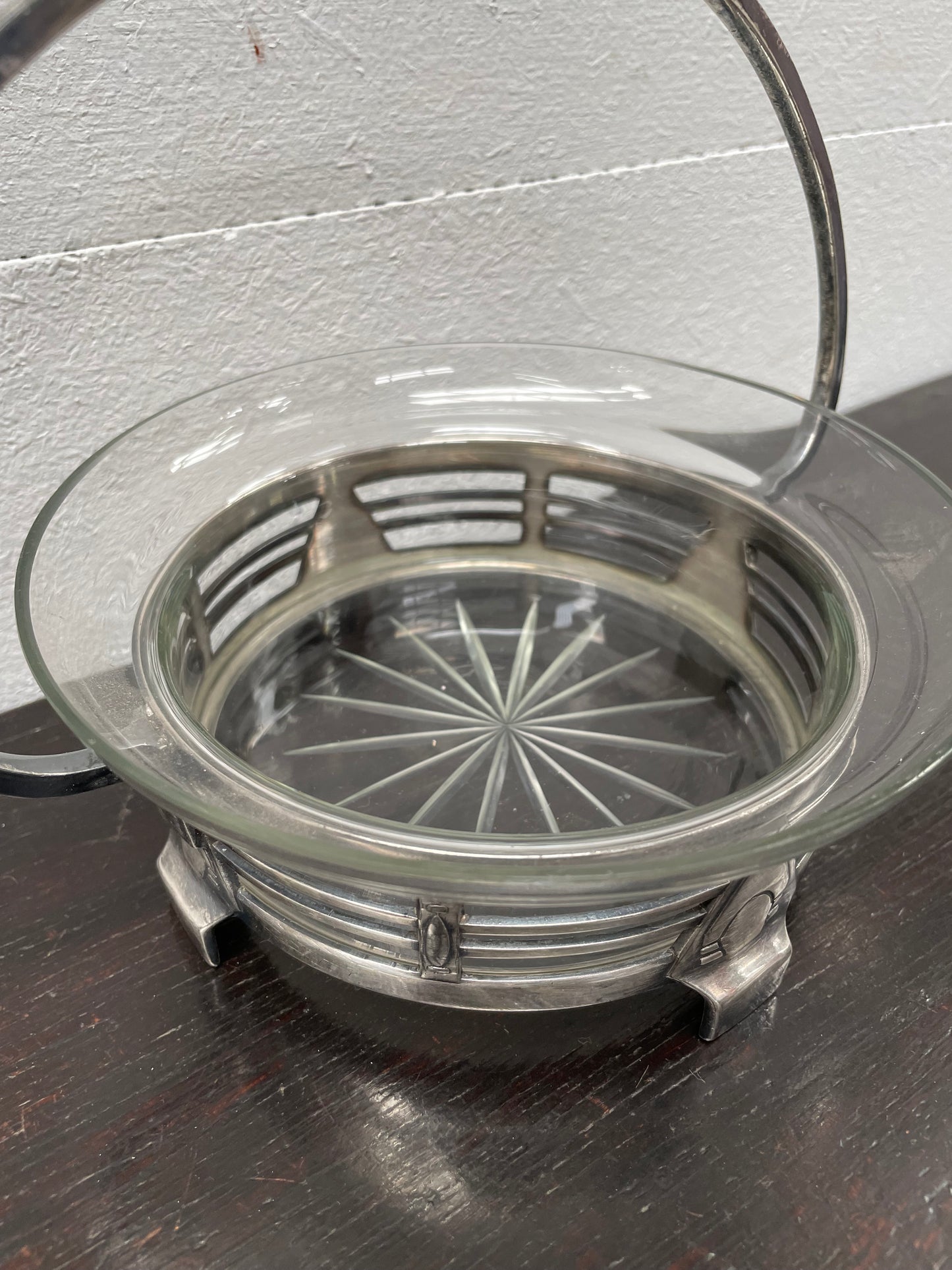Art Nouveau Swedish Silver/Crystal Candy Dish