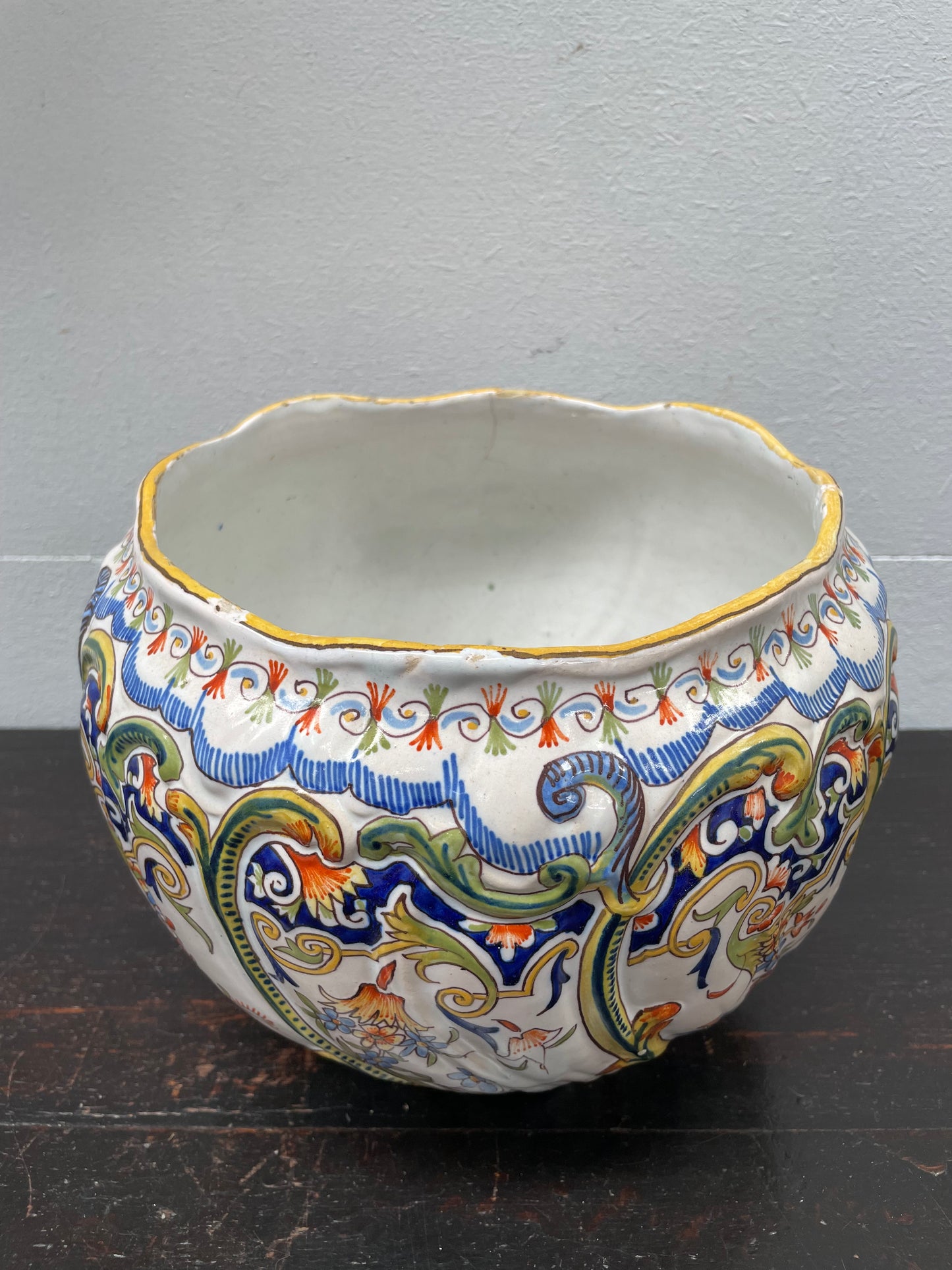 Antique Rouen Faience French Jardiniere