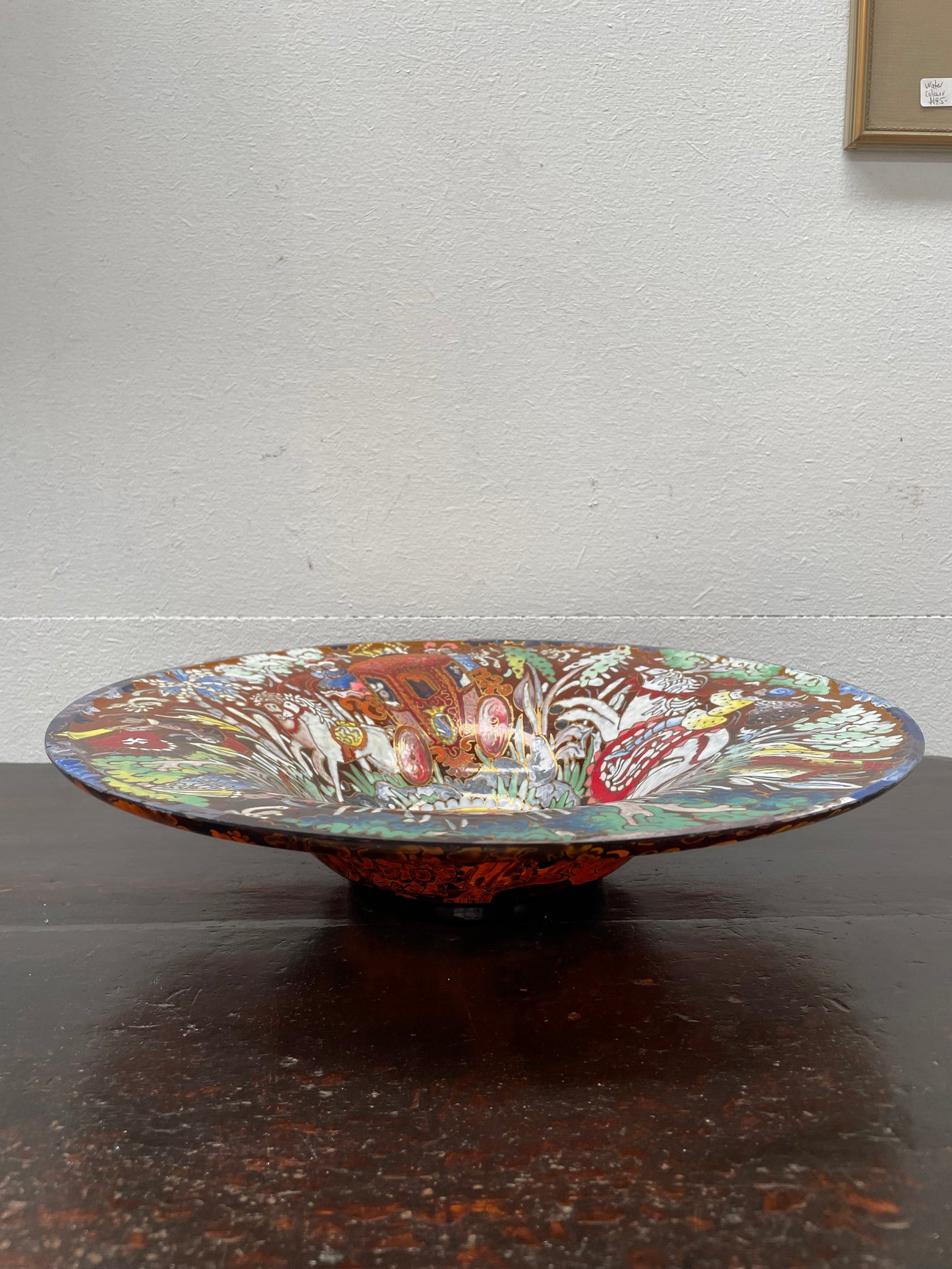 Large Art Deco Enamel Art glass bowl