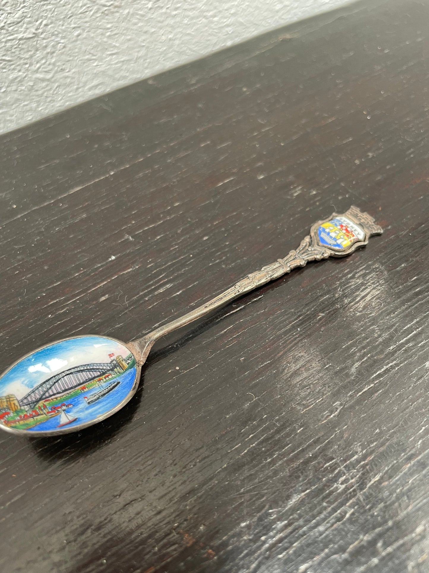 Antique Sydney & Sydney Harbor Enamel & Silver Spoon